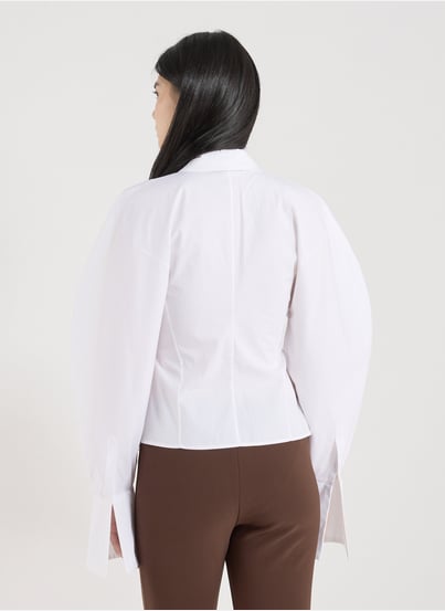 Fitted cotton shirt with tie A.W.A.K.E. MODE Fitted cotton shirt with tie A.W.A.K.E. MODE