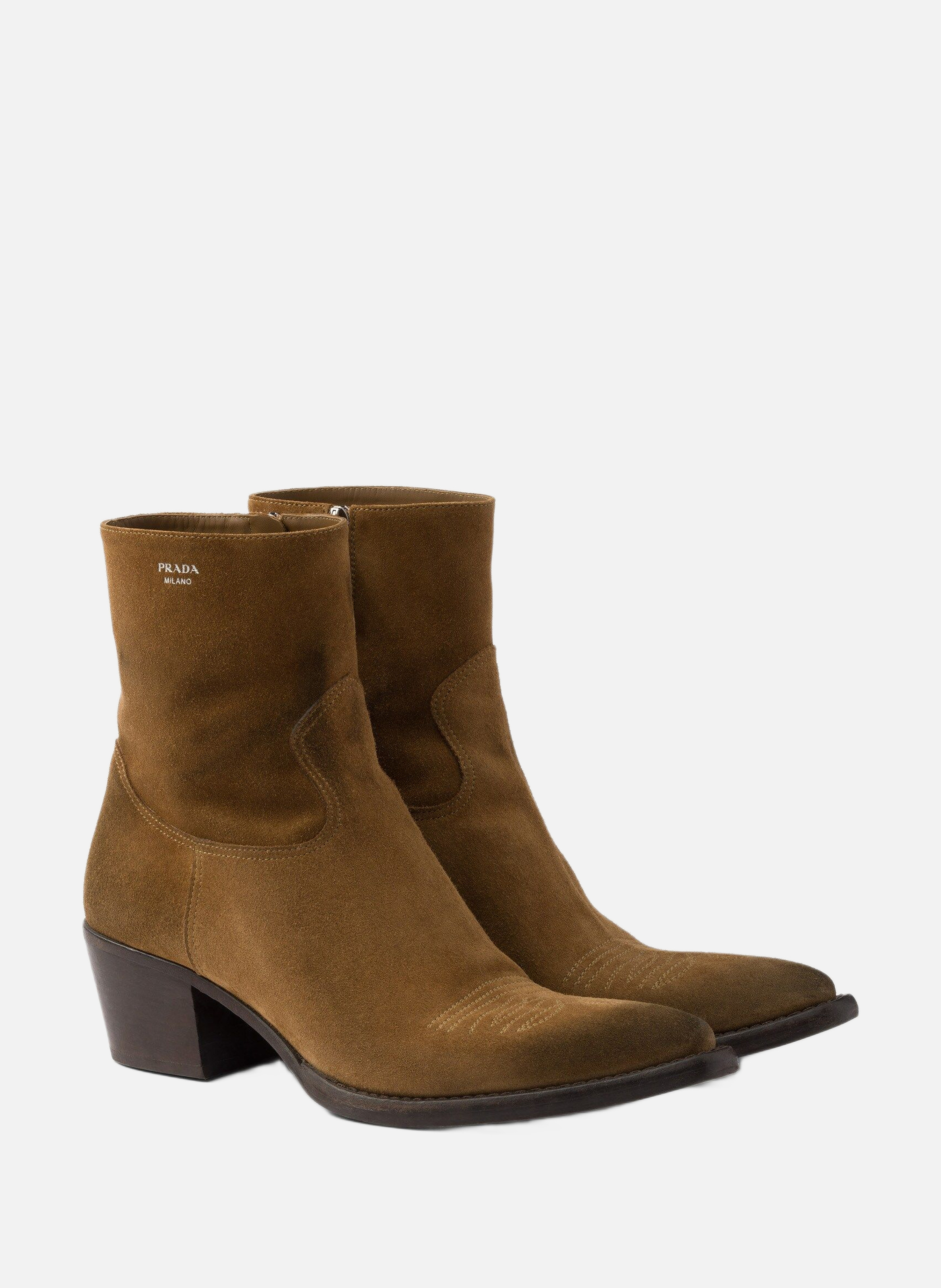 Bottines en veau velours PRADA Marron