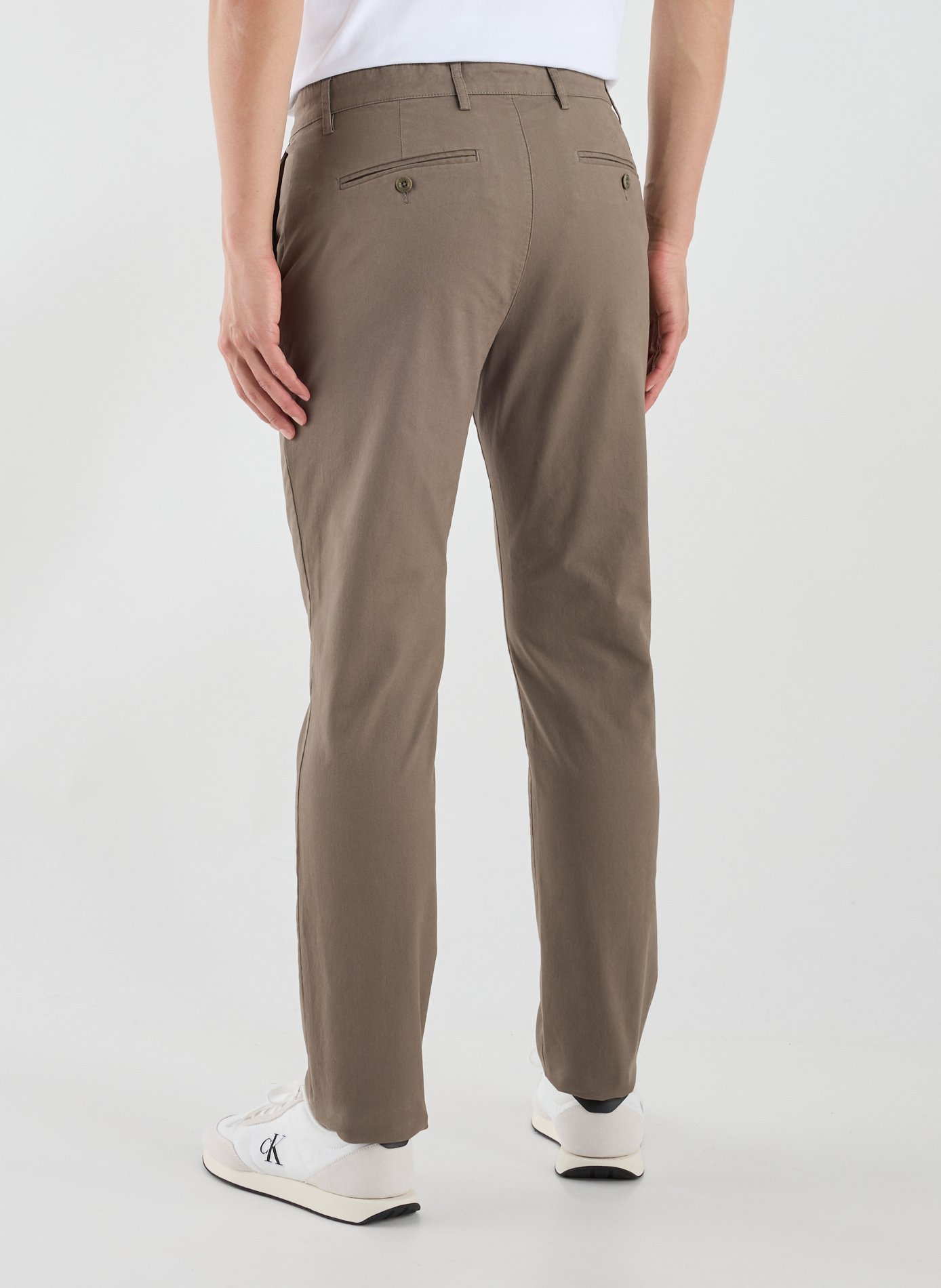 Pantalon slim en coton mélangé Marron