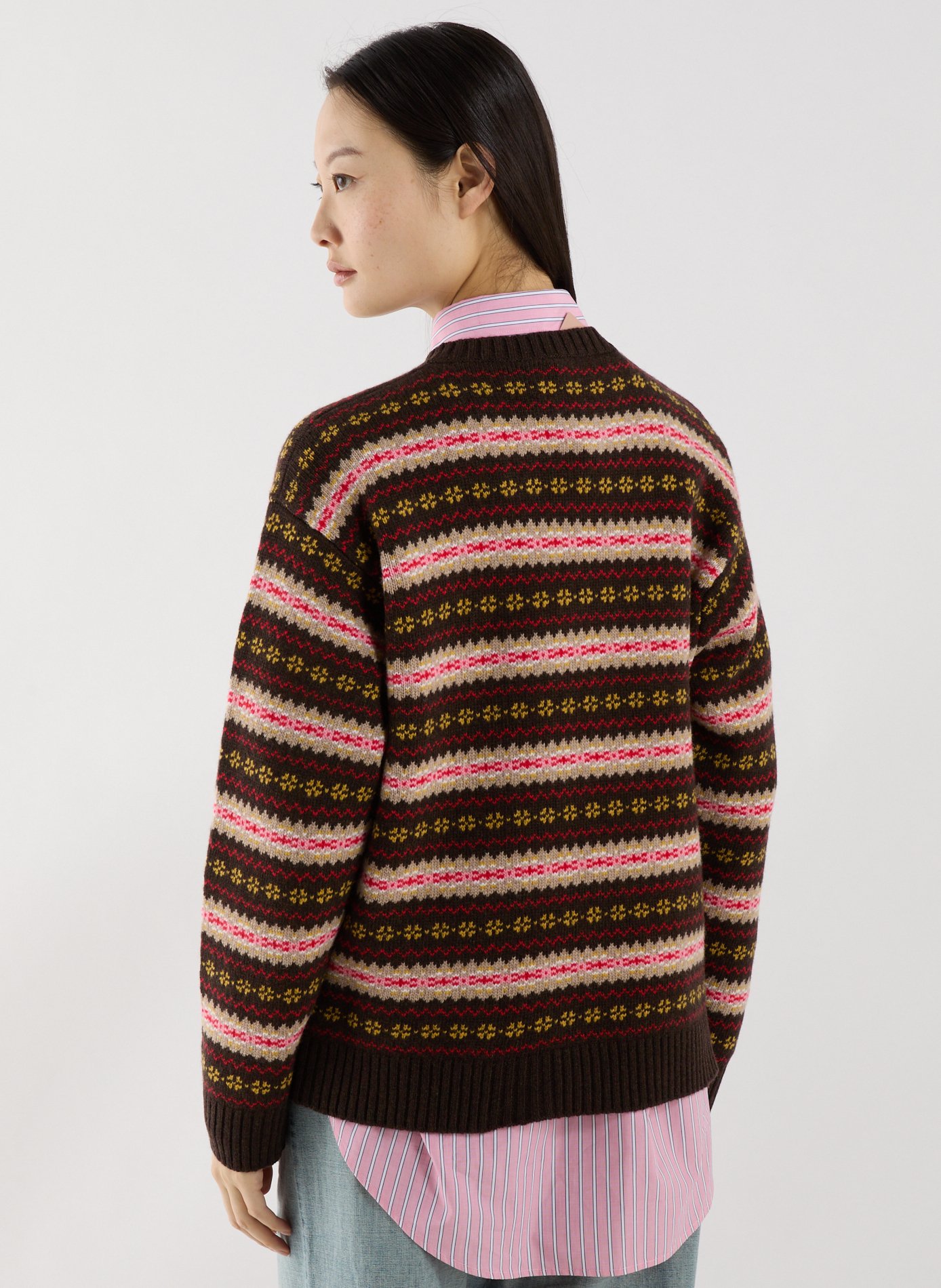 Oversized round neck sweater with virgin wool pattern MIU MIU Multicolour