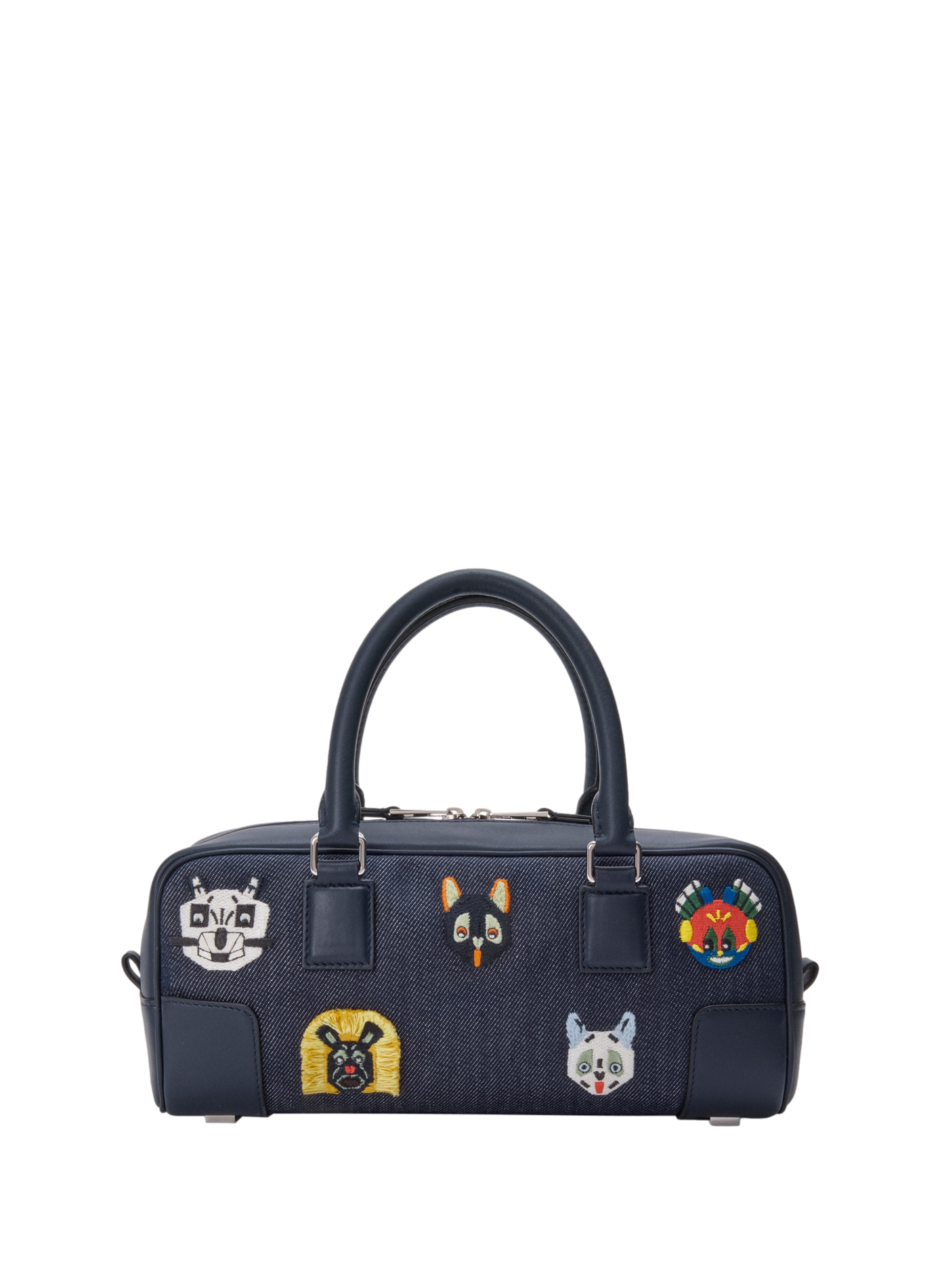 LOEWE x Louis Wain - Sac Amazona 23 Cropped Cats en denim brodé LOEWE Bleu