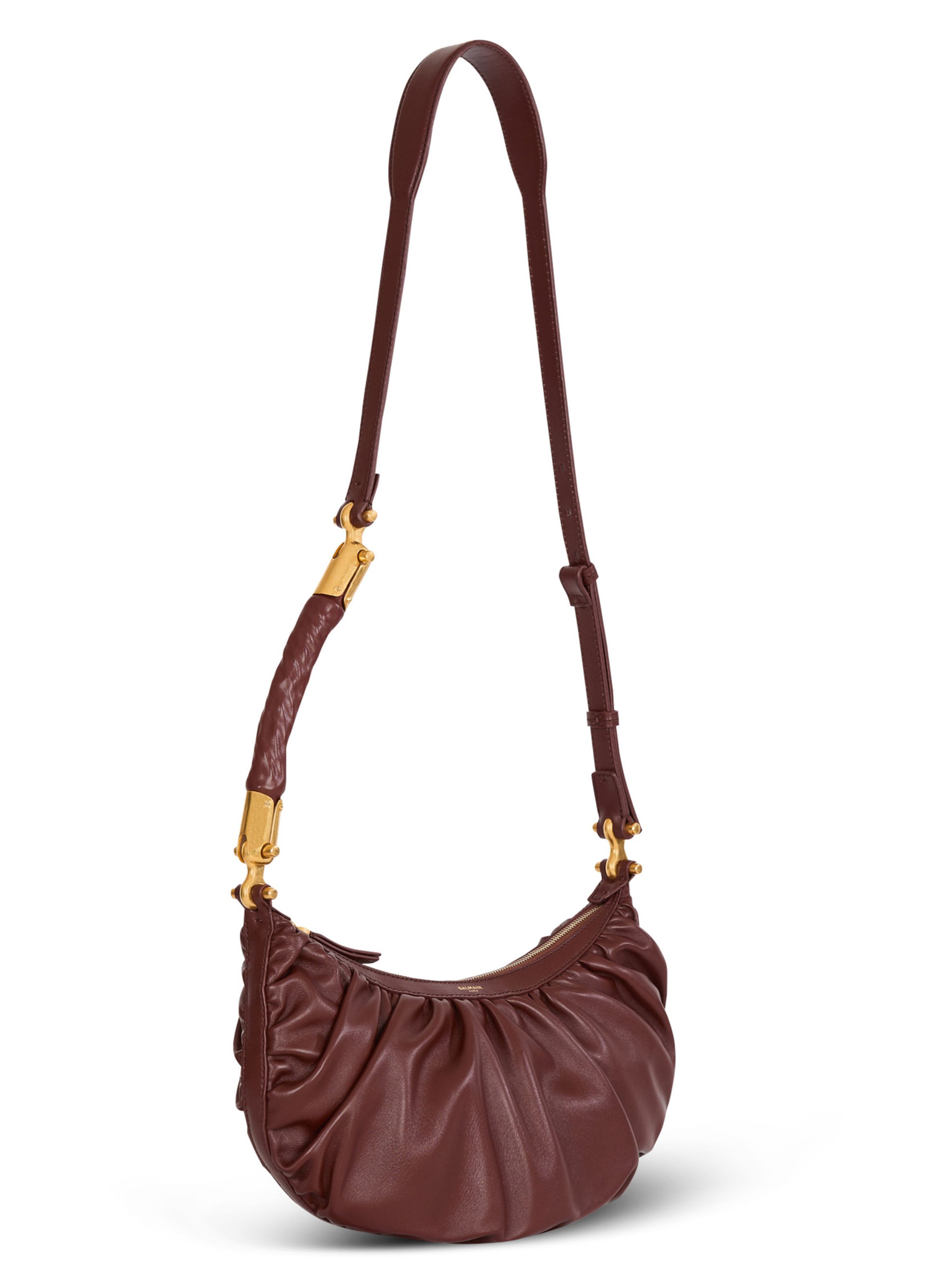 Sac ebene hobo en cuir de veau BALMAIN Marron