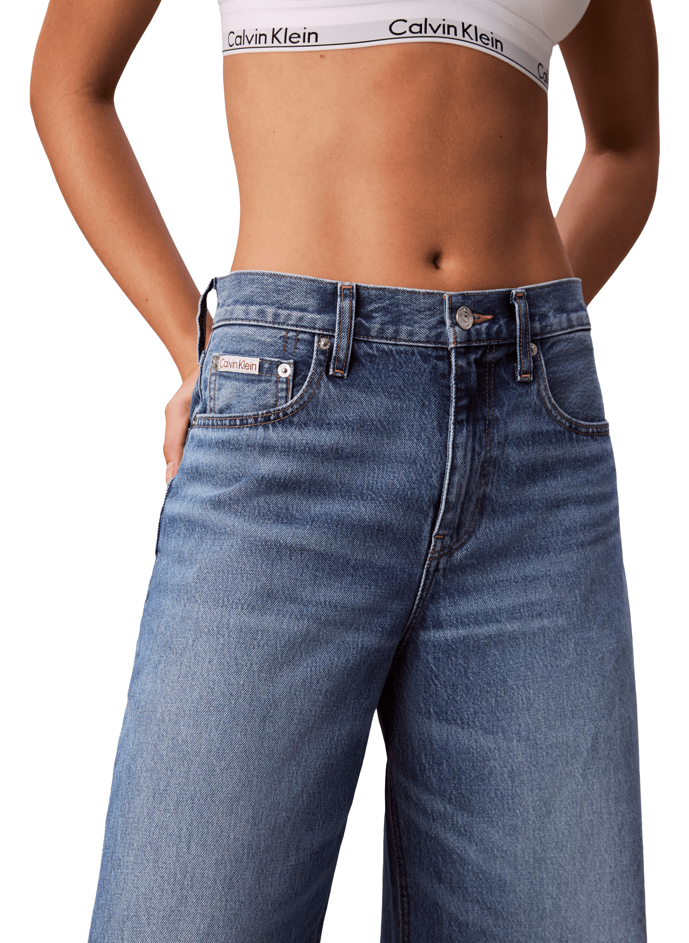 Jean ample en coton délavé CALVIN KLEIN Bleu