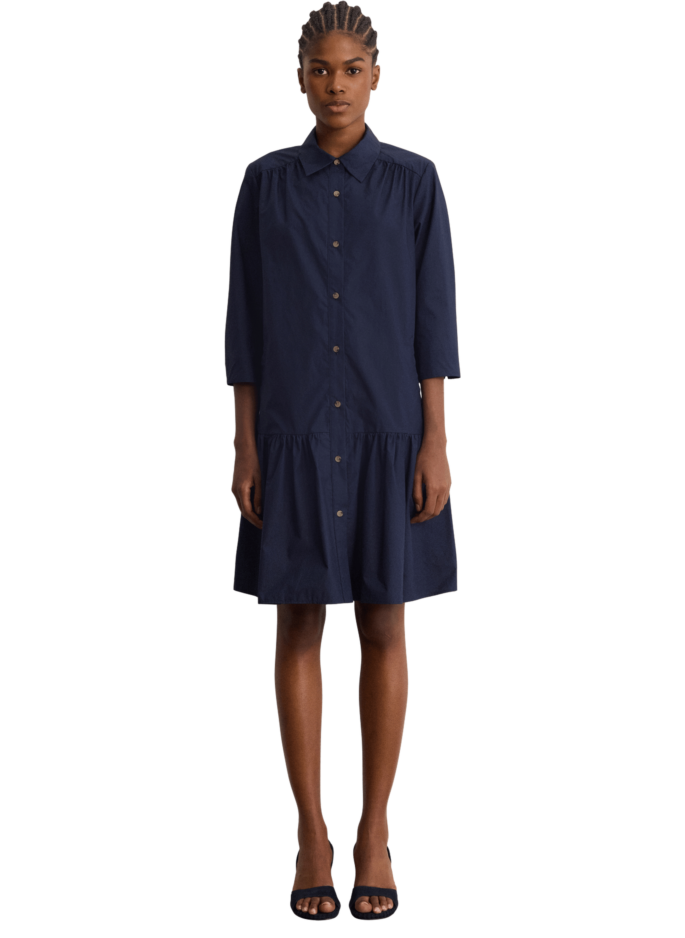 Robe chemise volantée en coton - amara PABLO Bleu