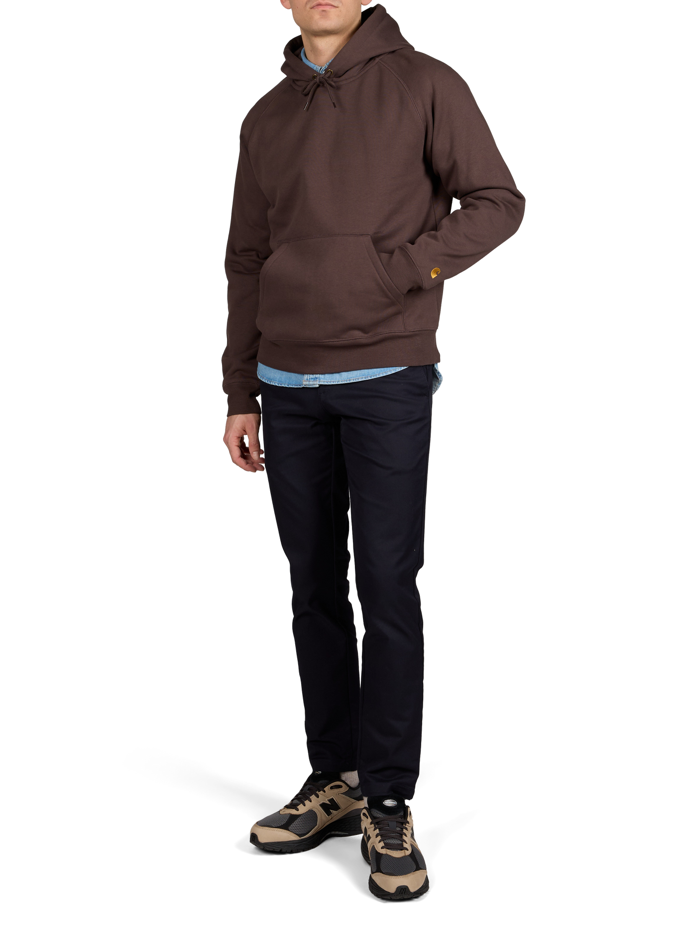 Hoodie uni à capuche en coton mélangé CARHARTT WIP Marron