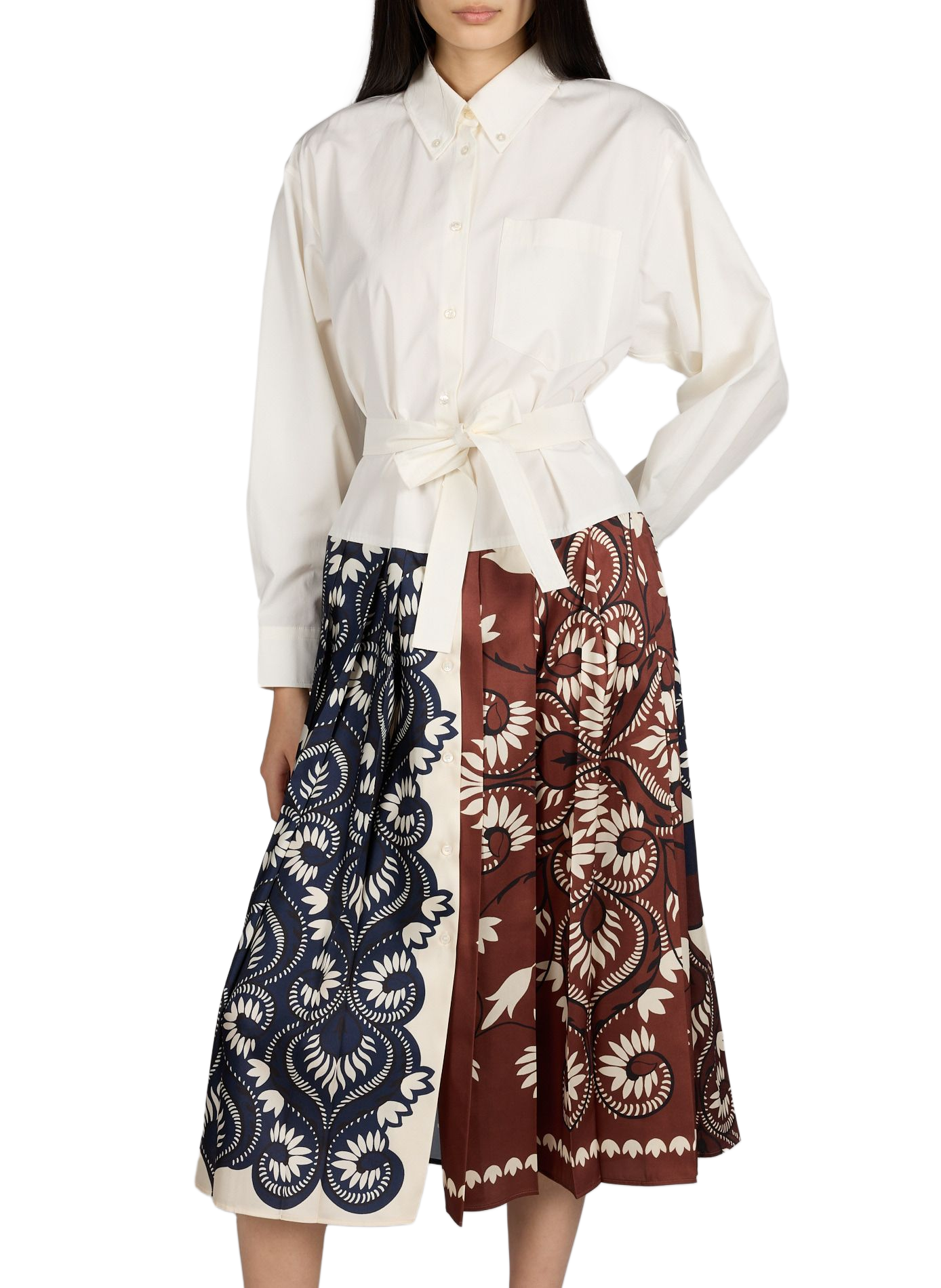 Printed midi shirt dress in blended cotton MAX MARA WEEK END White