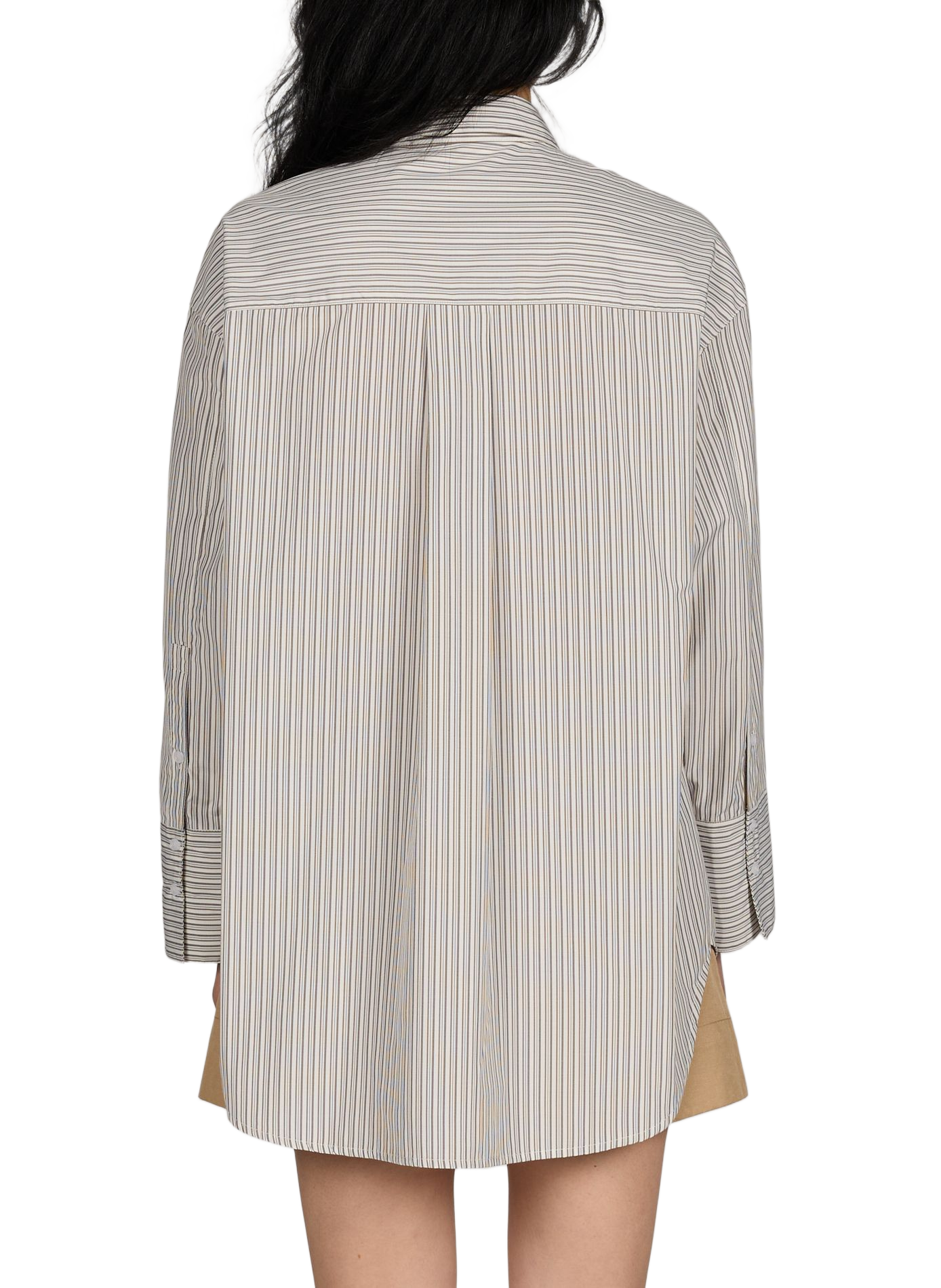 Oversized shirt with classic collar in stripes MSCH Beige