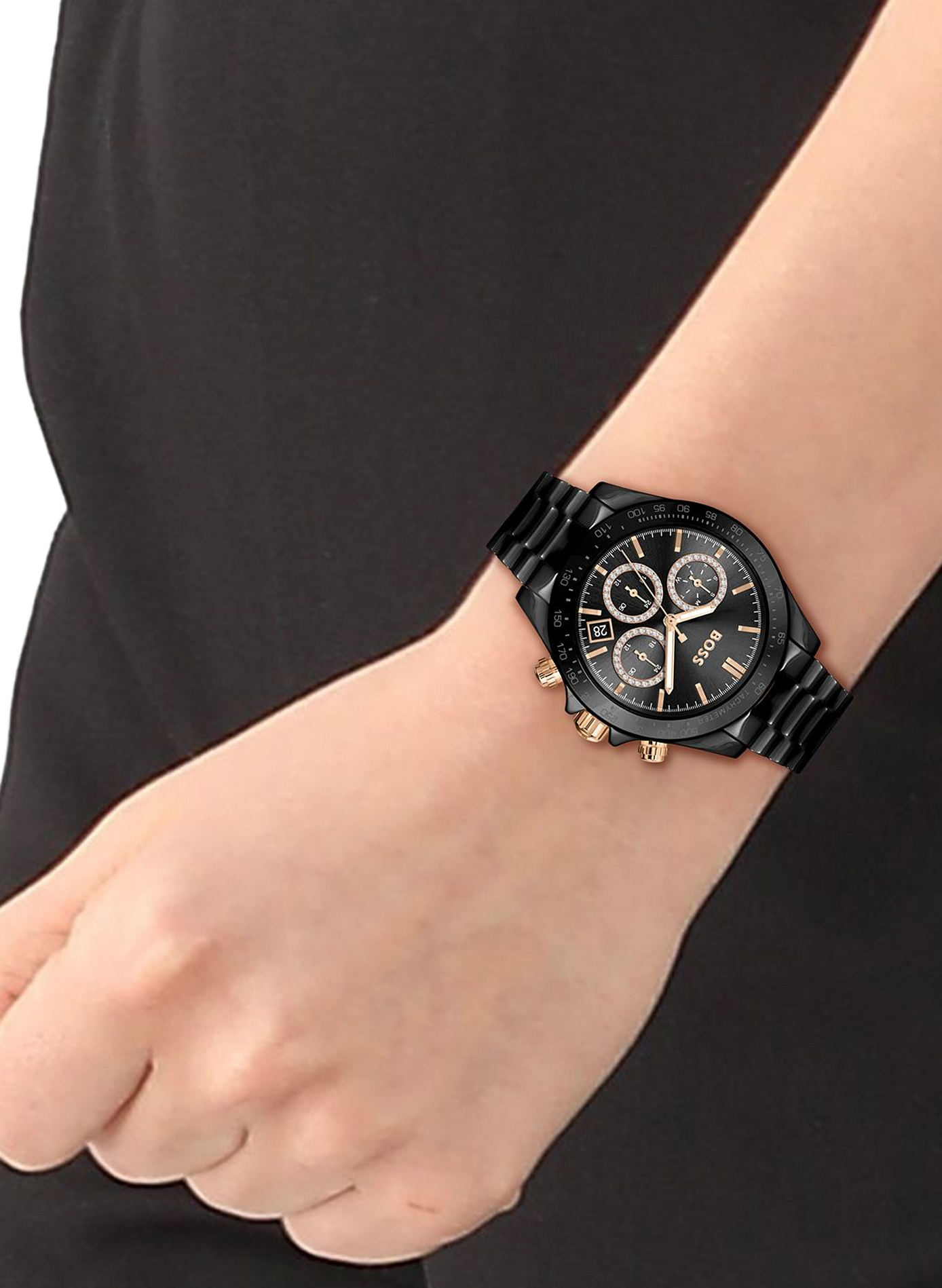 Montre quartz Novia en céramique BOSS MONTRES Noir