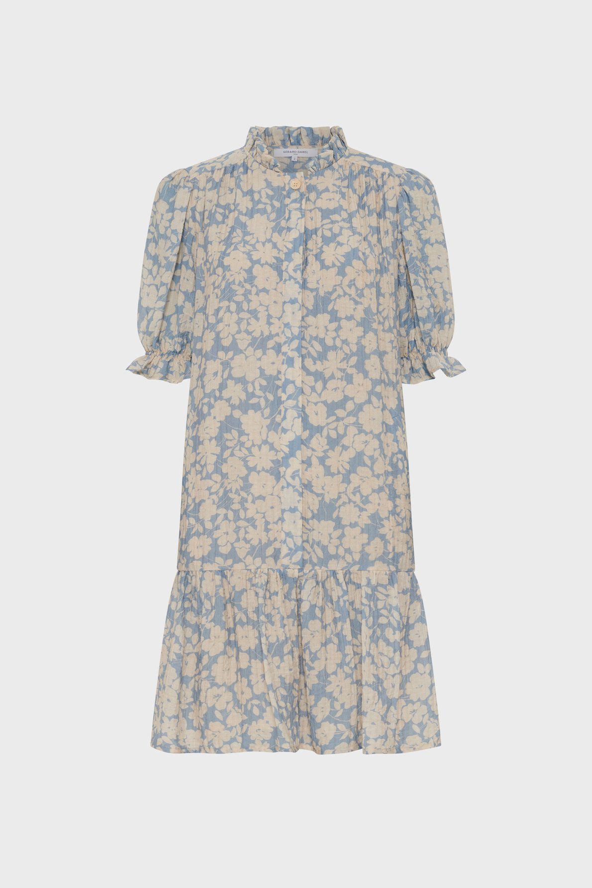 Robe courte à fleurs et volants - romie GERARD DAREL Bleu