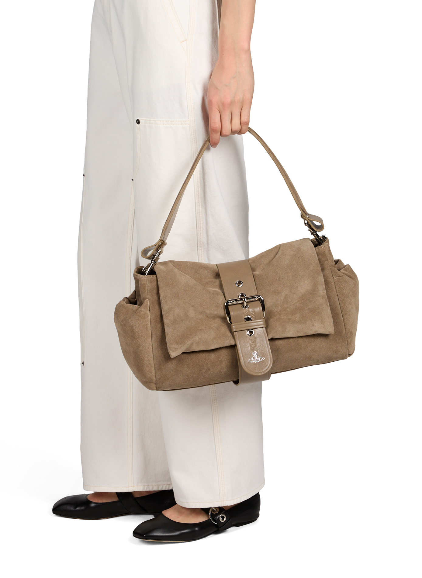Sac à main Hazel Treasure en cuir suédé VIVIENNE WESTWOOD Beige