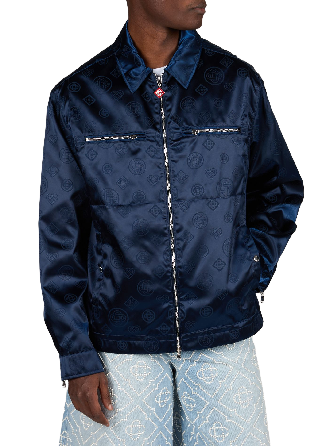 Veste logotypée effet satiné CASABLANCA PARIS Bleu