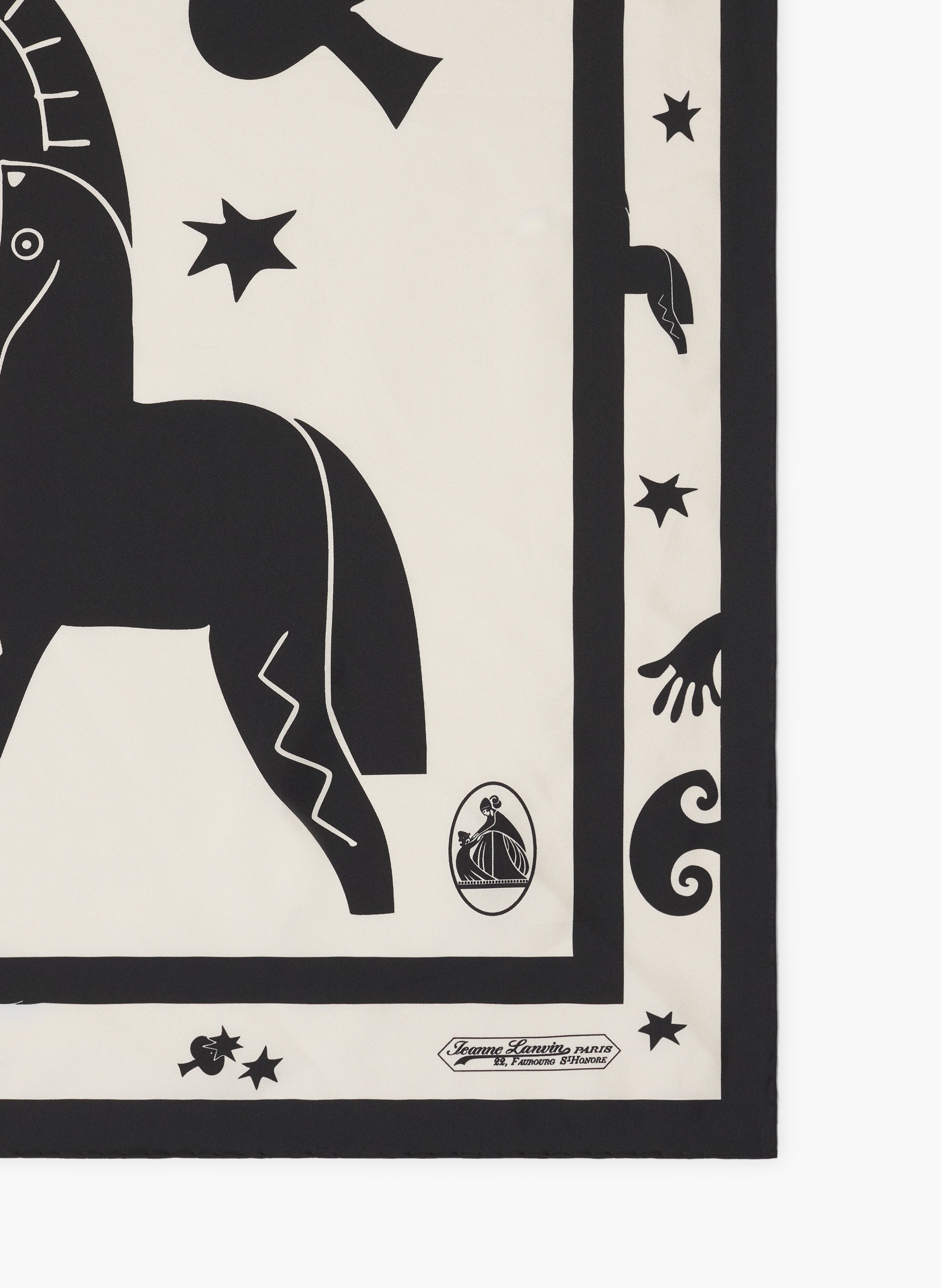 Carré imprimé lunar year cheval en soie LANVIN Noir