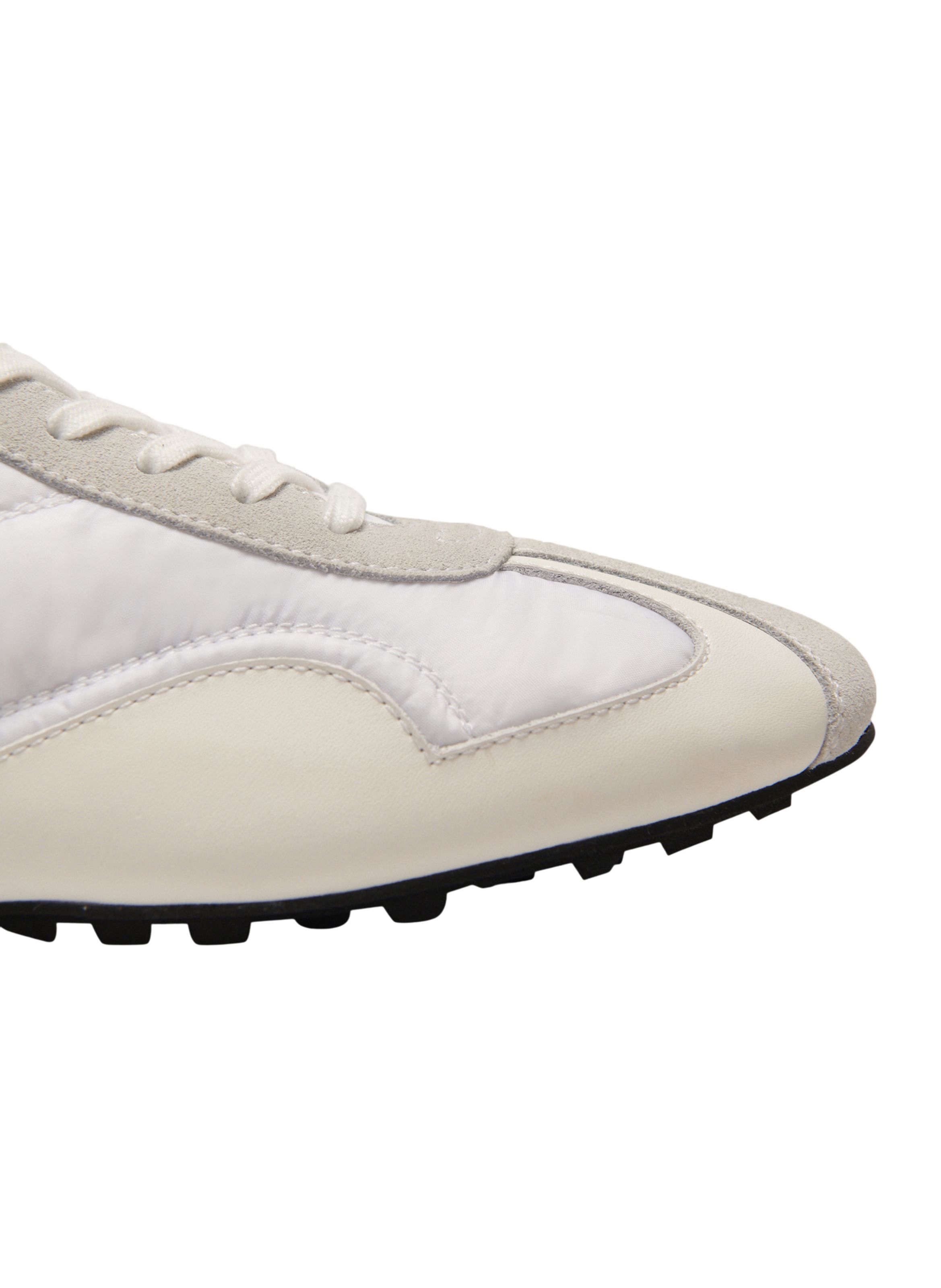Baskets racing low en nylon et cuir BALMAIN Blanc
