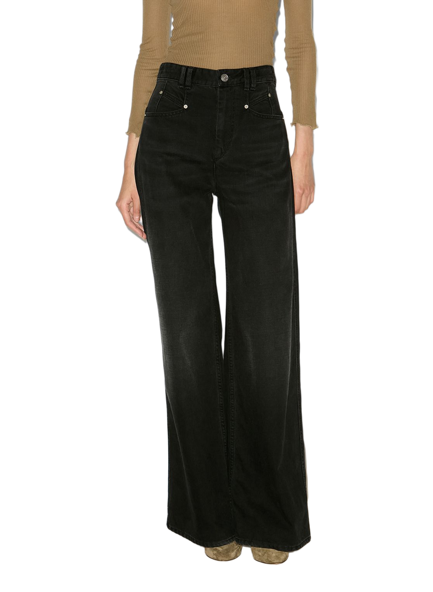 Weite High-Waist-Jeans von Lemony aus Baumwolldenim ISABEL MARANT Schwarz