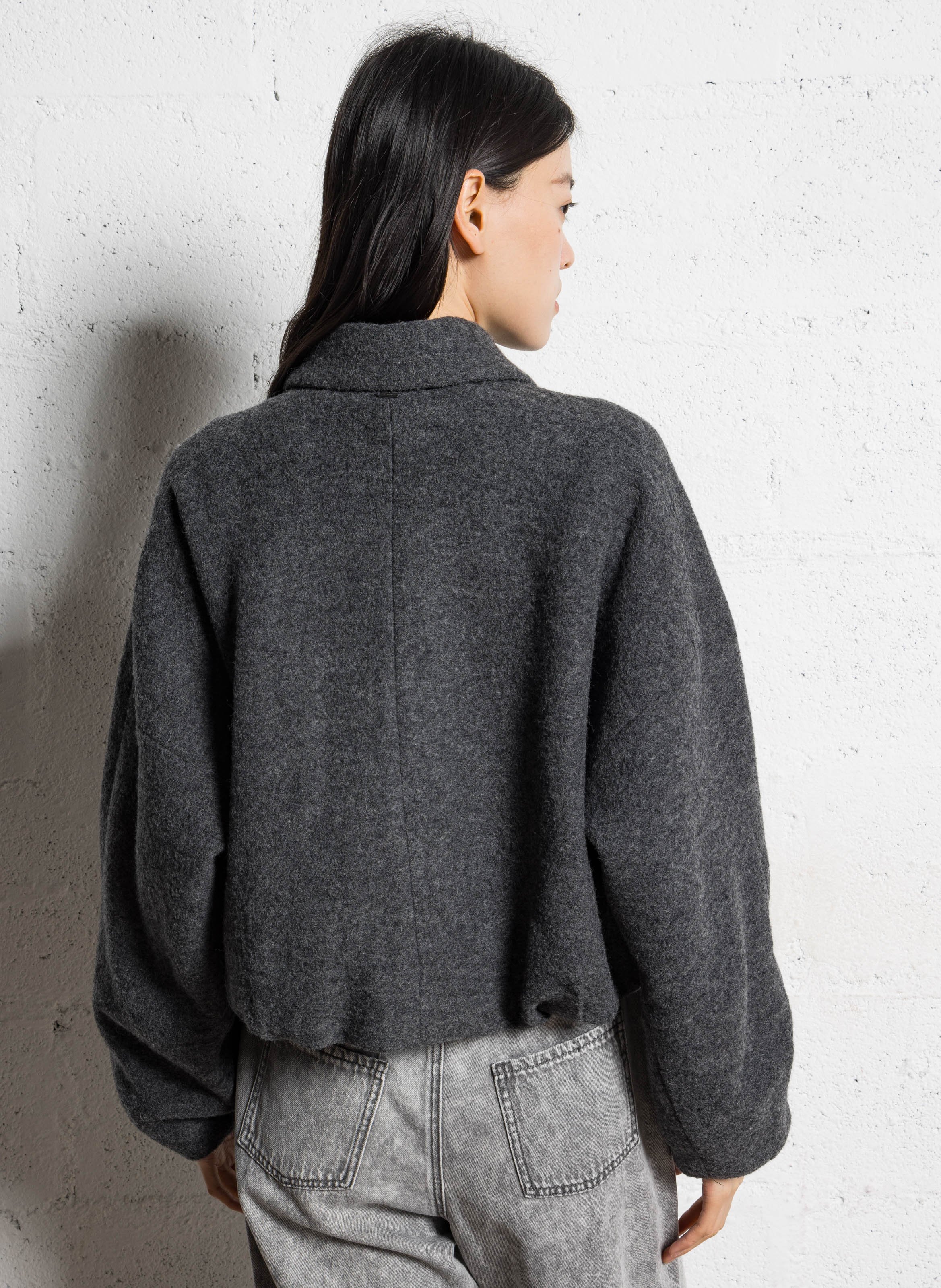 Veste oversize col classique en laine IKKS Gris