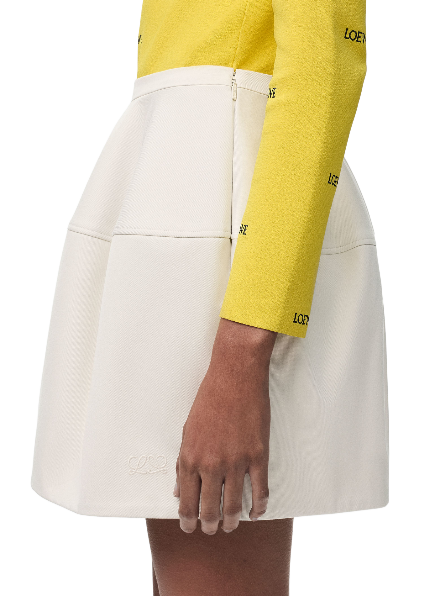 Kurzer Ballonrock aus Baumwolle und Seide LOEWE Beige