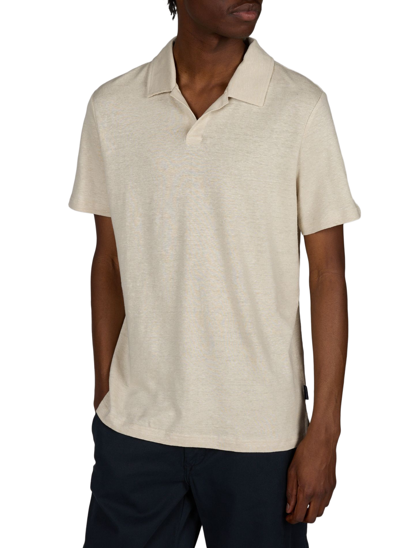 Polo à manches courtes en lin mélangé PIERRE CARDIN Beige