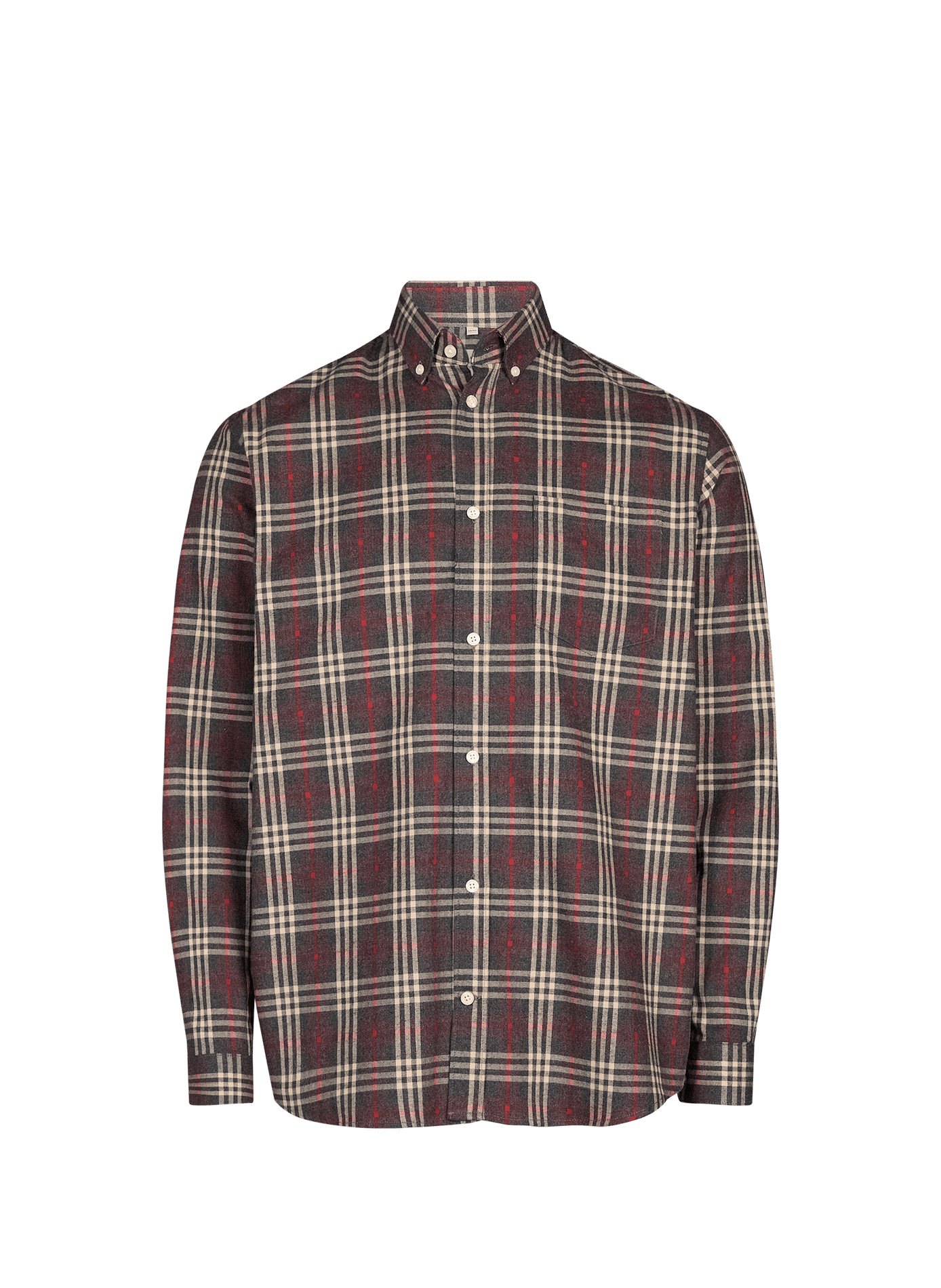 Chemise Iflane col américain à carreaux en coton AU PRINTEMPS PARIS Gris