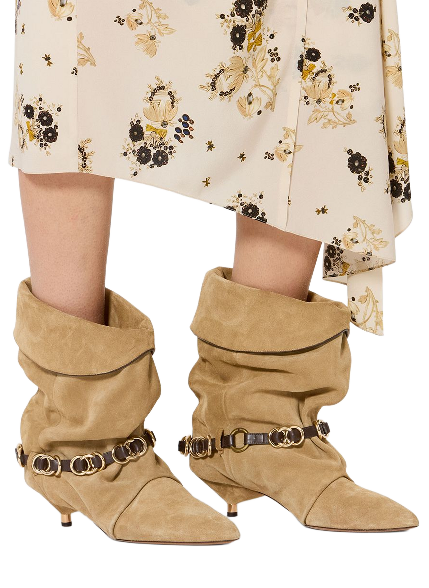 Stiefel mit Kettendetail Edrik Rings aus Veloursleder ISABEL MARANT Braun