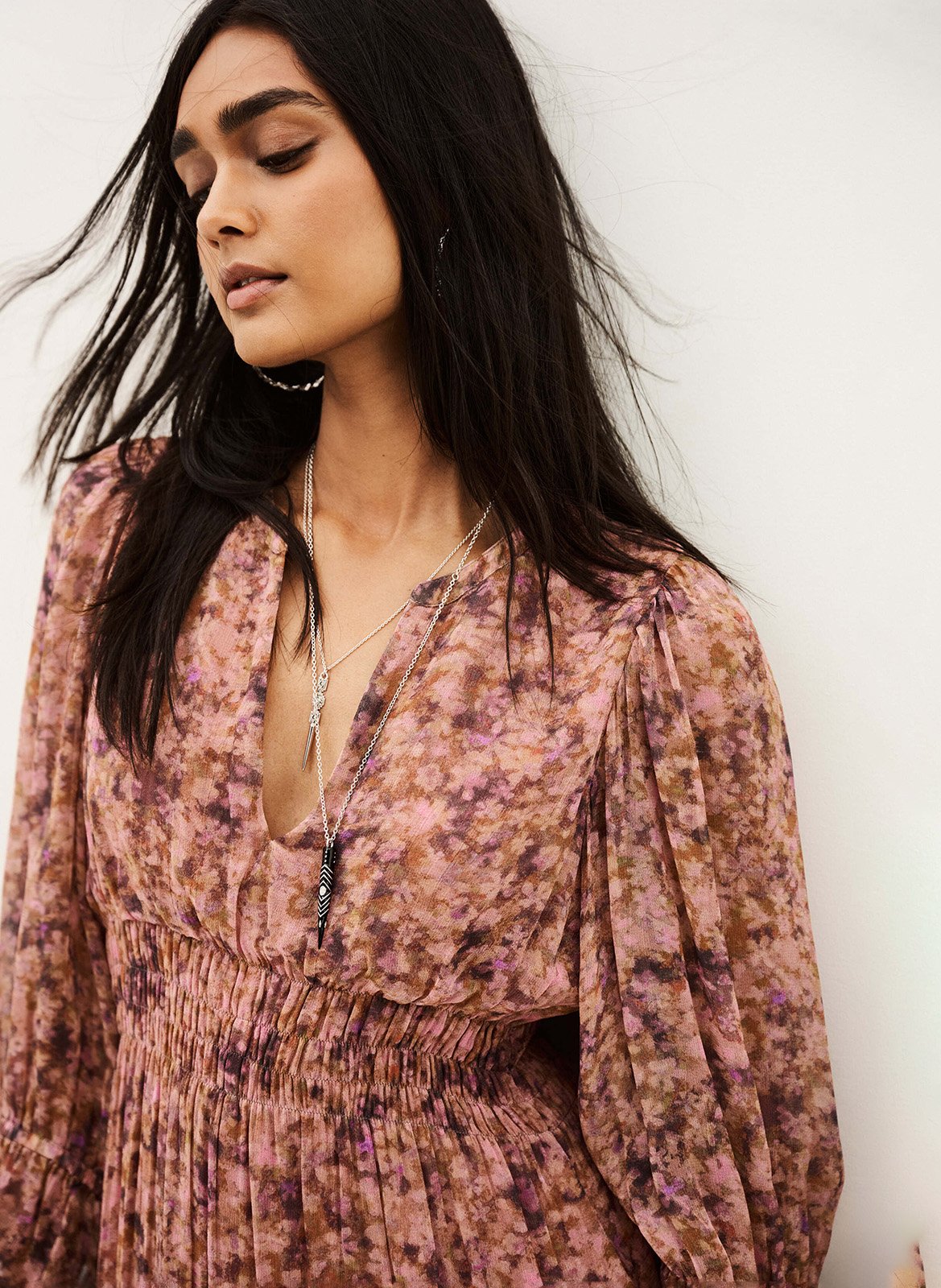 Robe midi ample imprimée aema BA&SH Rose
