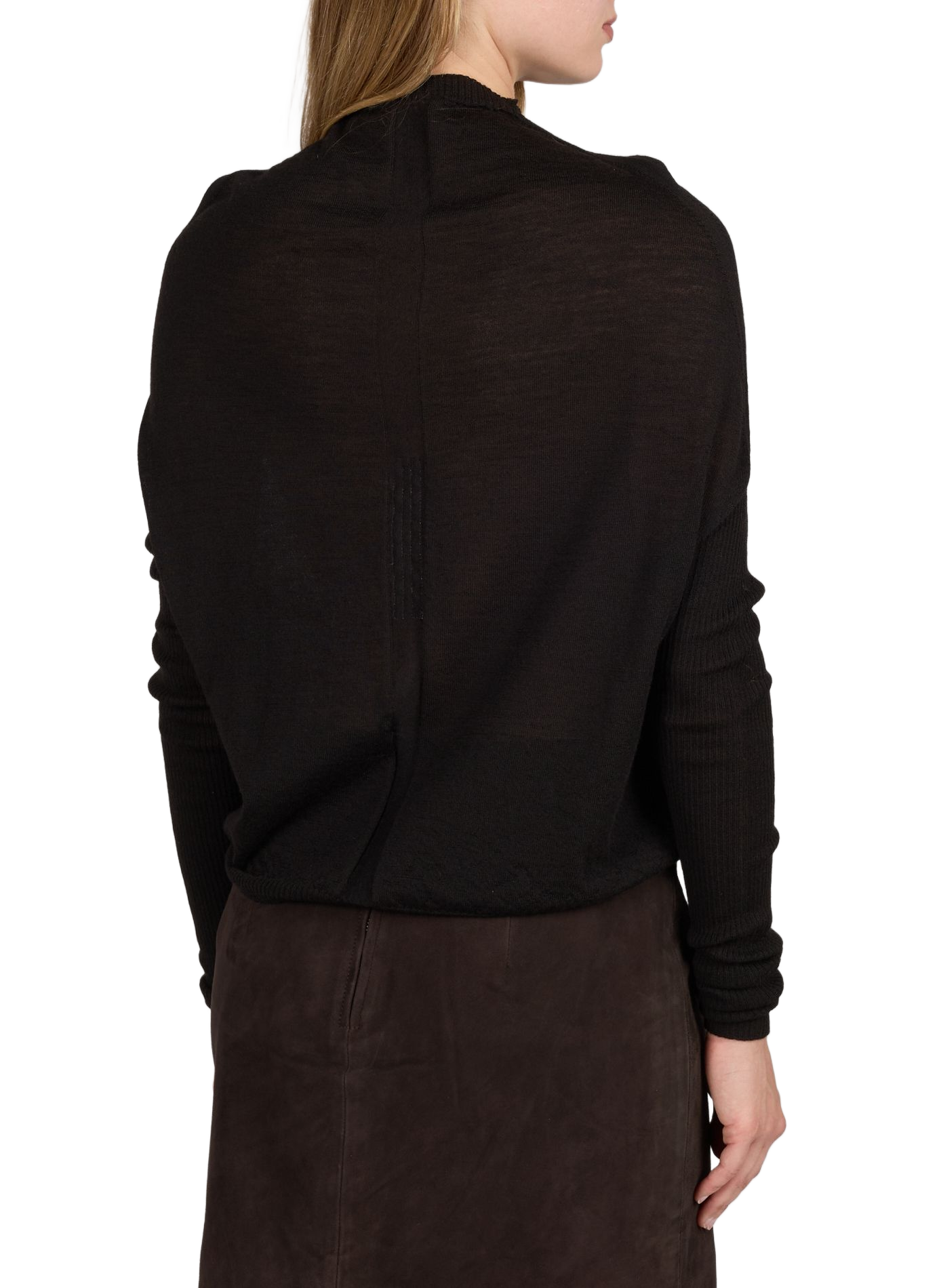 Gerader Rundhalsausschnitt-Pullover aus Wolle RICK OWENS Schwarz