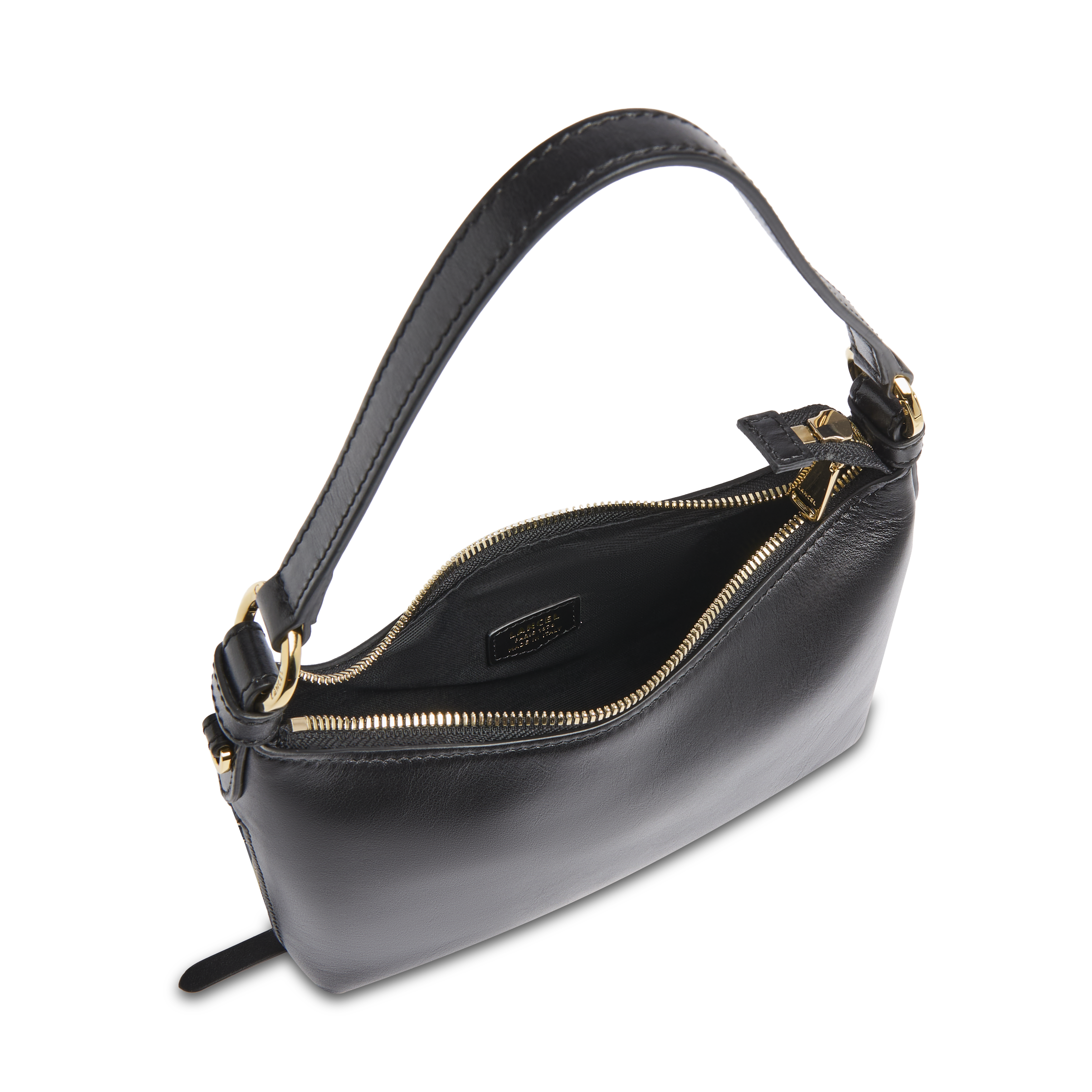 Hobo tas origami zip baby, glad runderleer, zwart, 22 x 15 x 5 cm. LANCEL Zwart