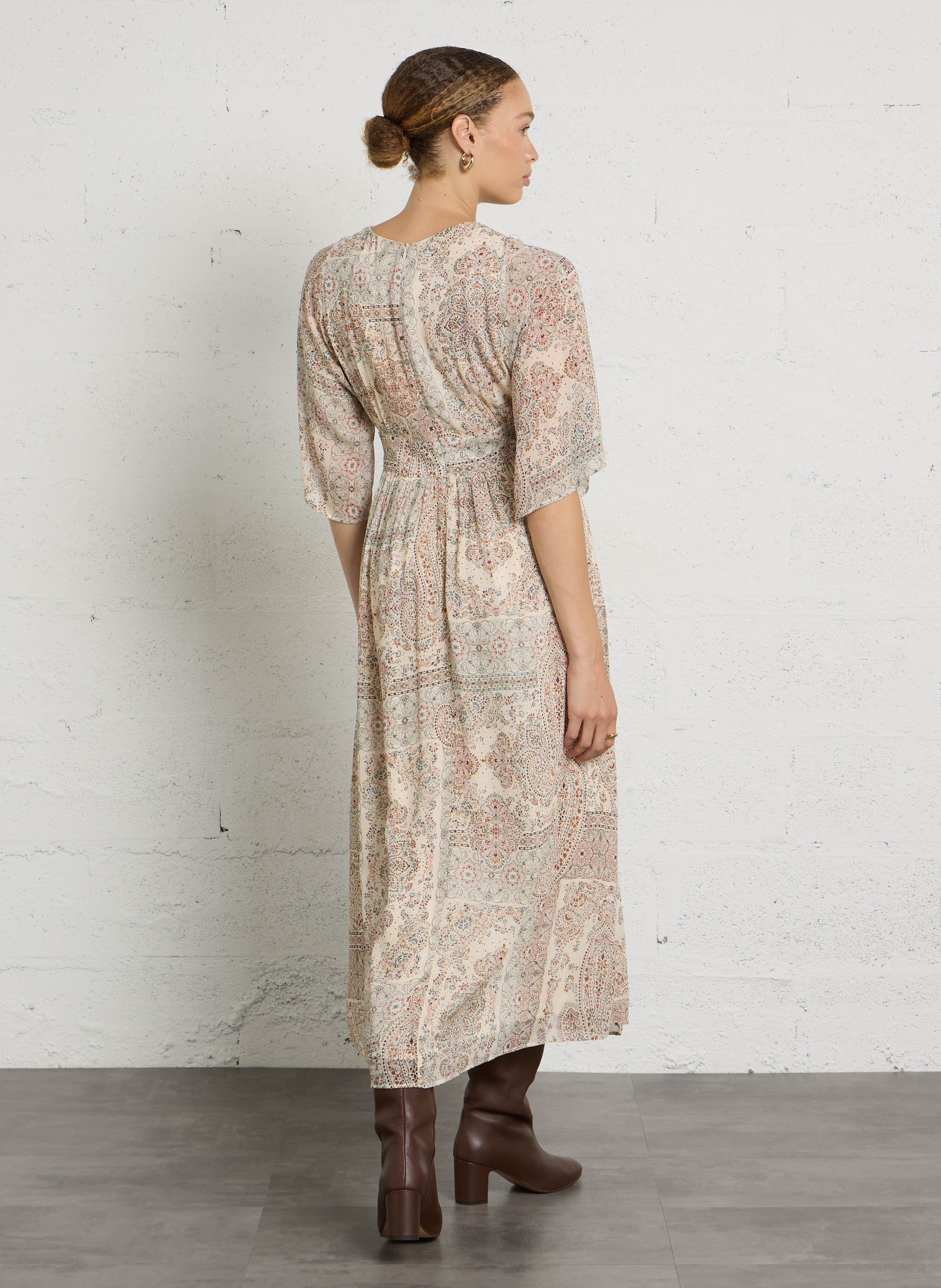 Robe longue à imprimé poeme MAISON 123 Bleu