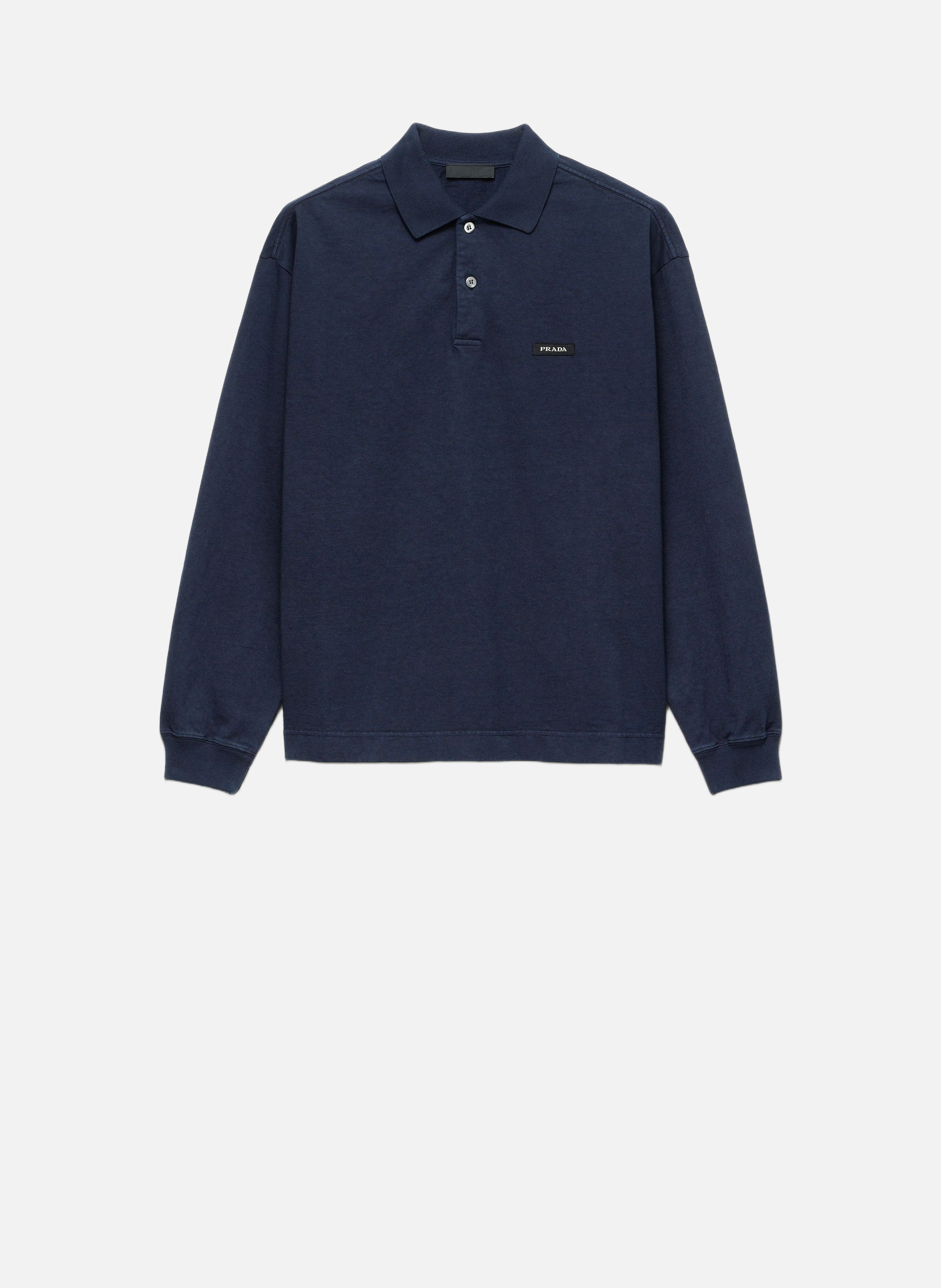 Polo à manches longues en coton PRADA Bleu