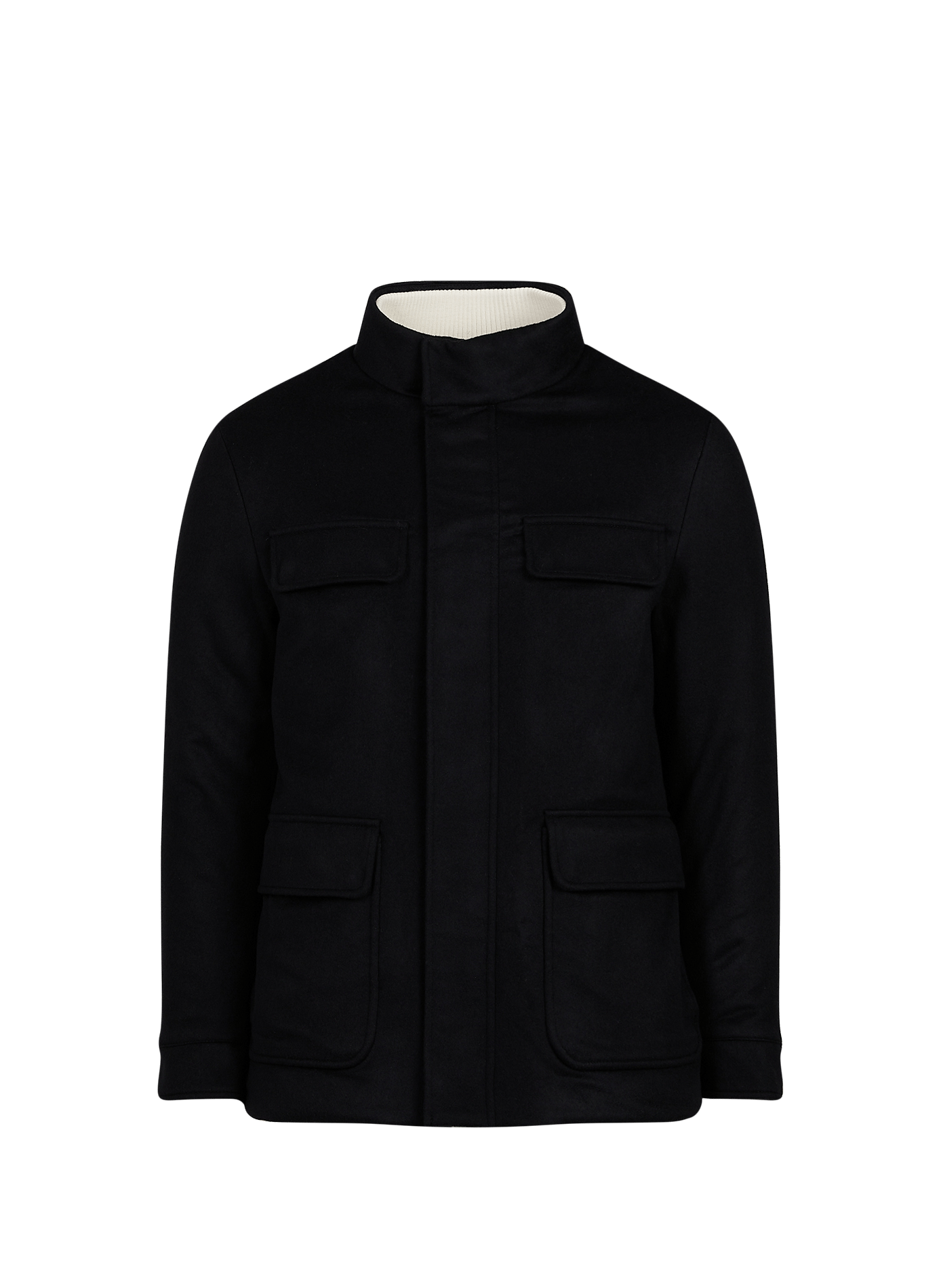 Blouson droite en laine et cachemire AURELIEN Bleu
