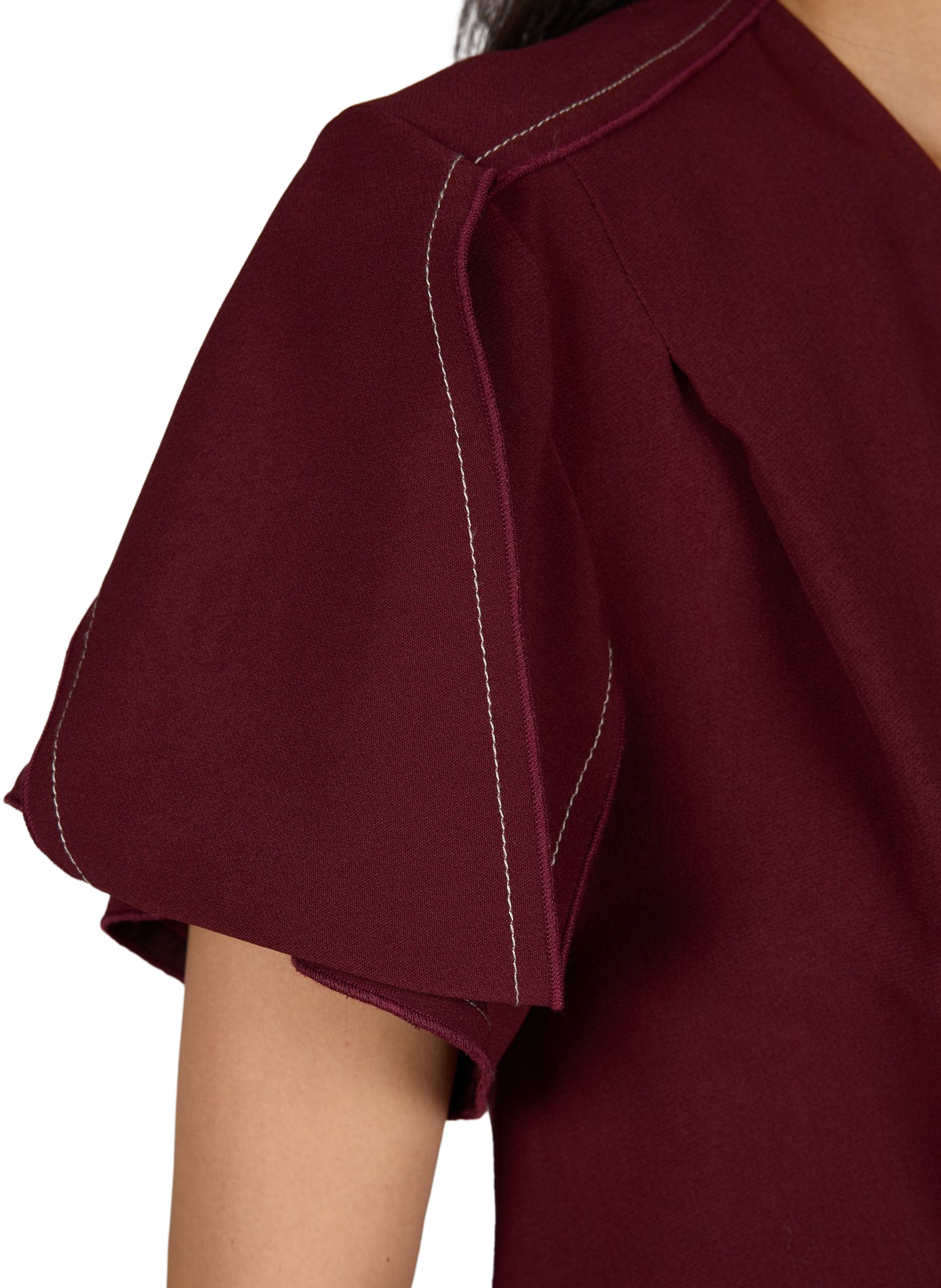 Lange jurk met V-hals en plooien VICTORIA BECKHAM Rood