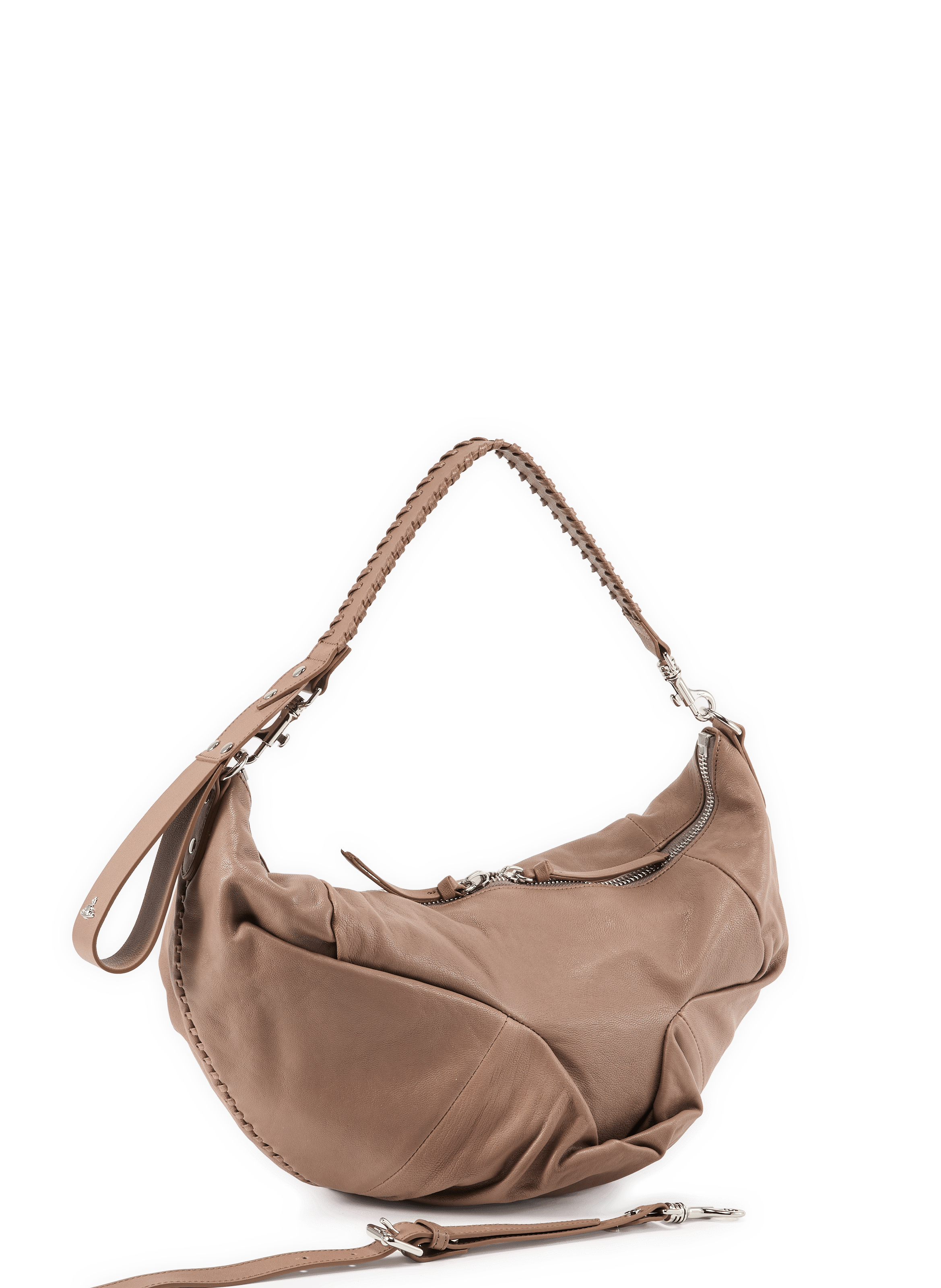 Große einfarbige Lederhandtasche mit Reißverschluss VIVIENNE WESTWOOD Braun