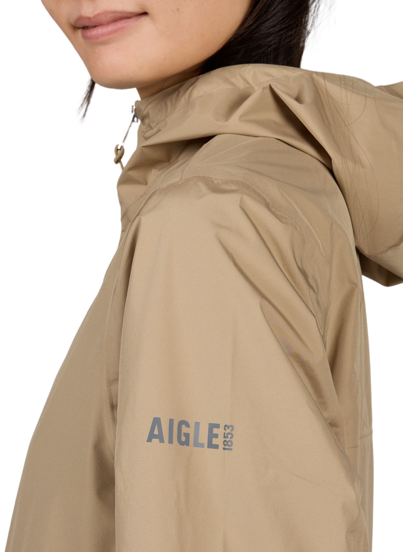 Unisex windproof Rainpack 90 long and foldable raincoat AIGLE Beige