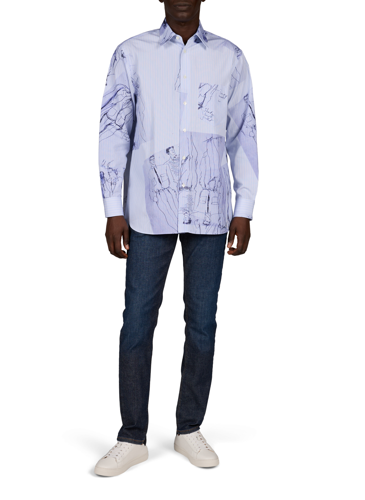 Oversized printed cotton shirt PAUL SMITH Blue