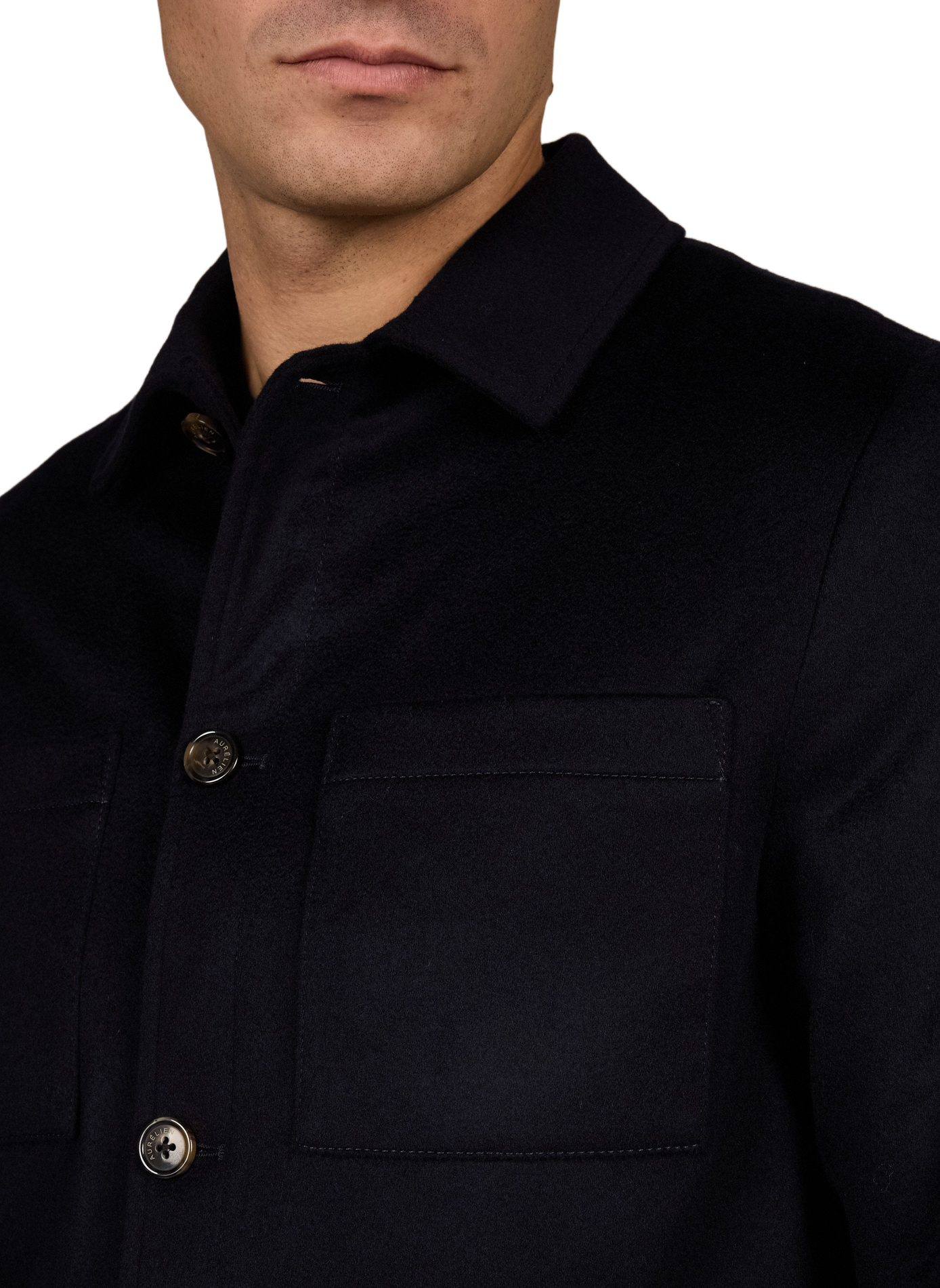 Straight wool and cashmere jacket AURELIEN Blue