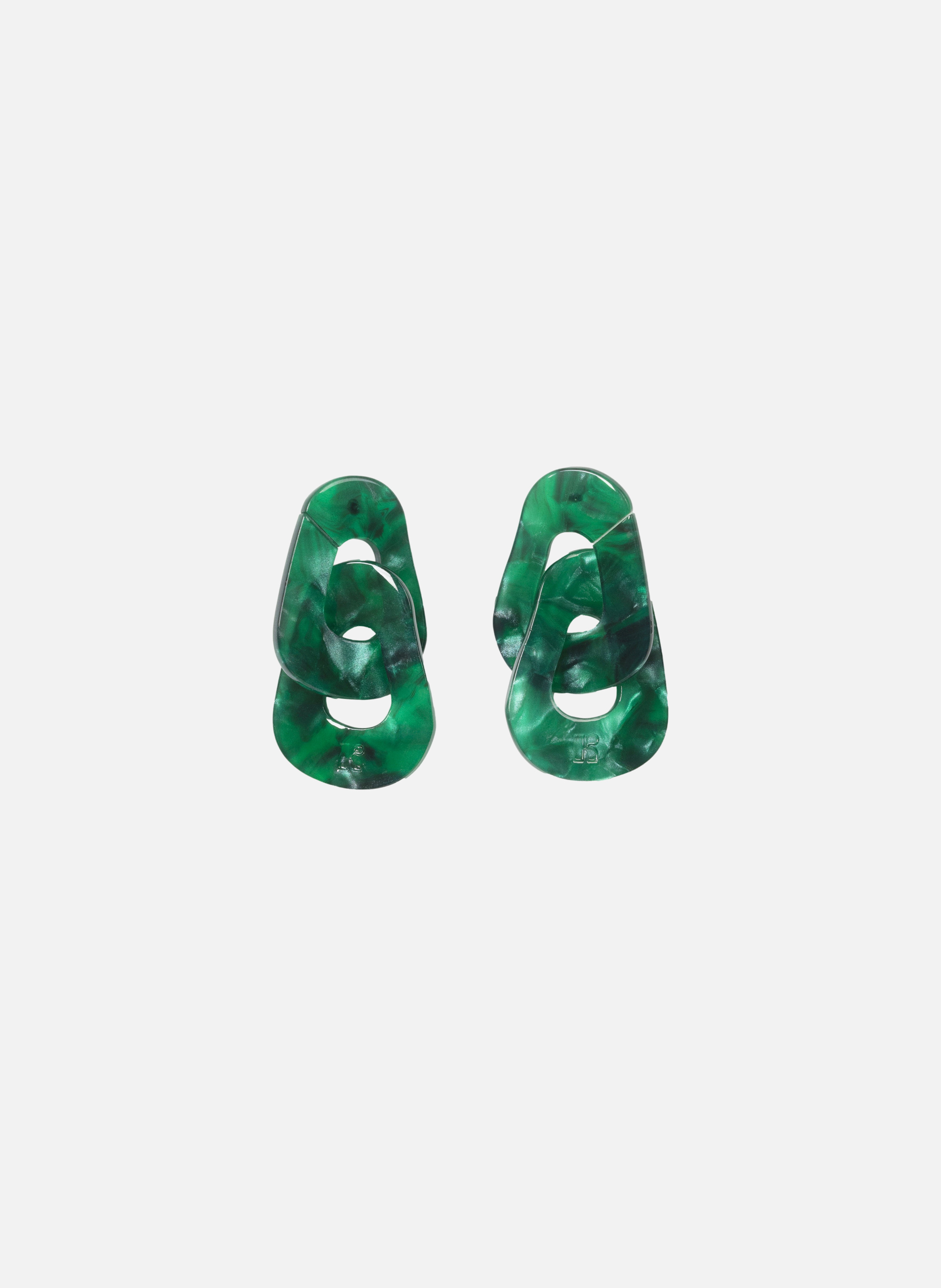 Boucles d'oreilles maillons en acétate de cellulose  Vert