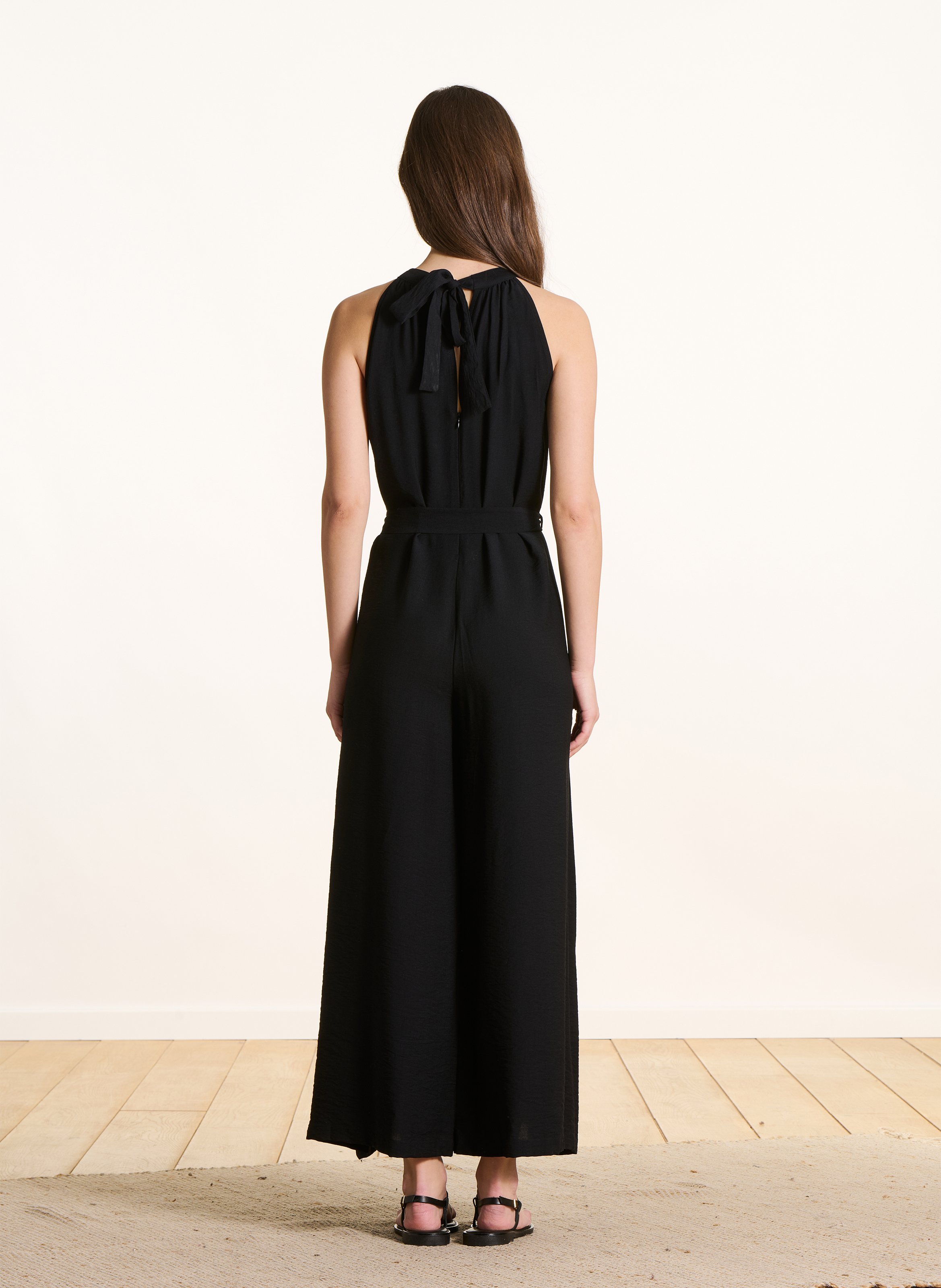 Lange soepelvallende jumpsuit LA FEE MARABOUTEE Zwart