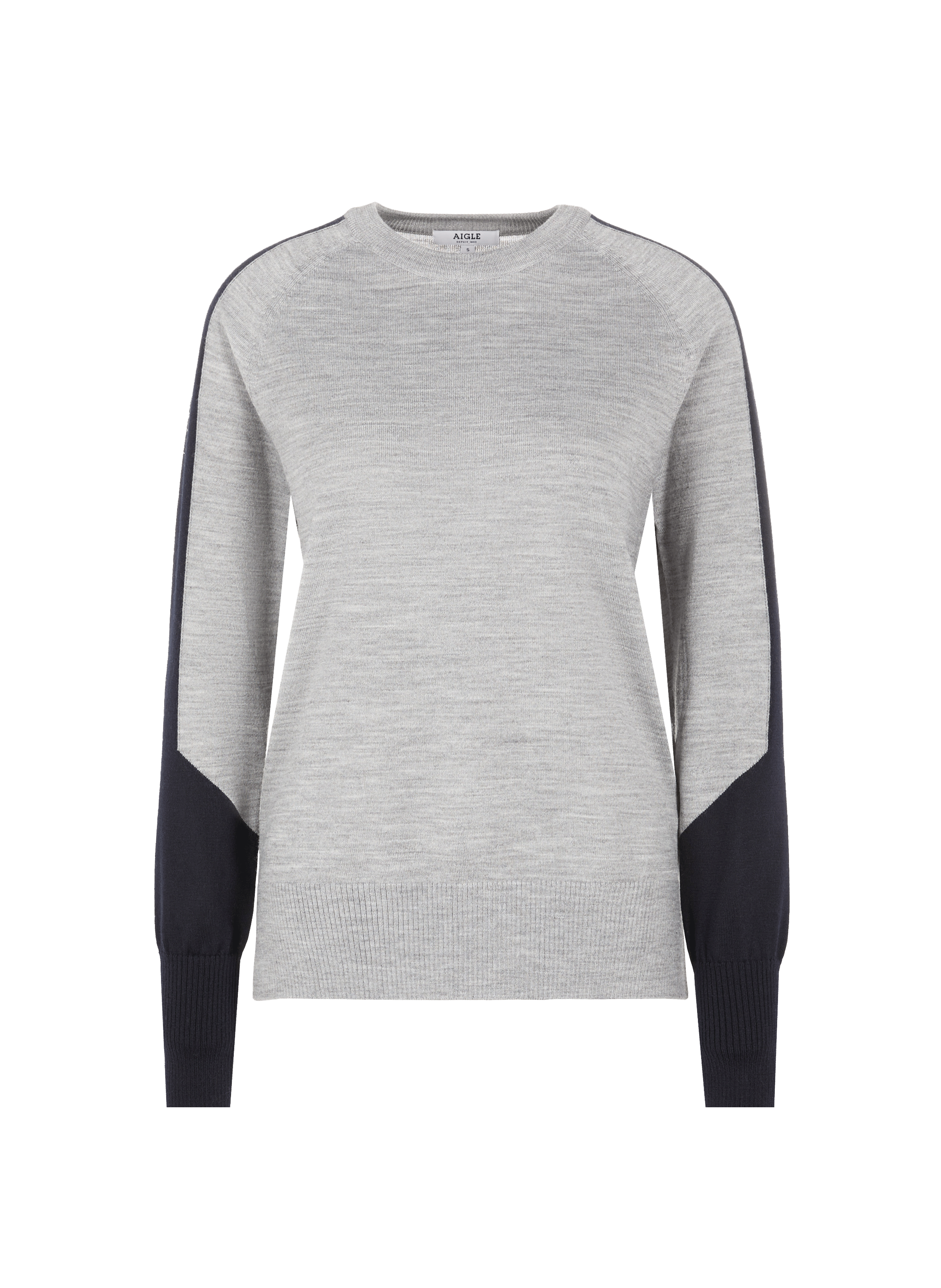 Pull col rond en polyester recyclé et coton