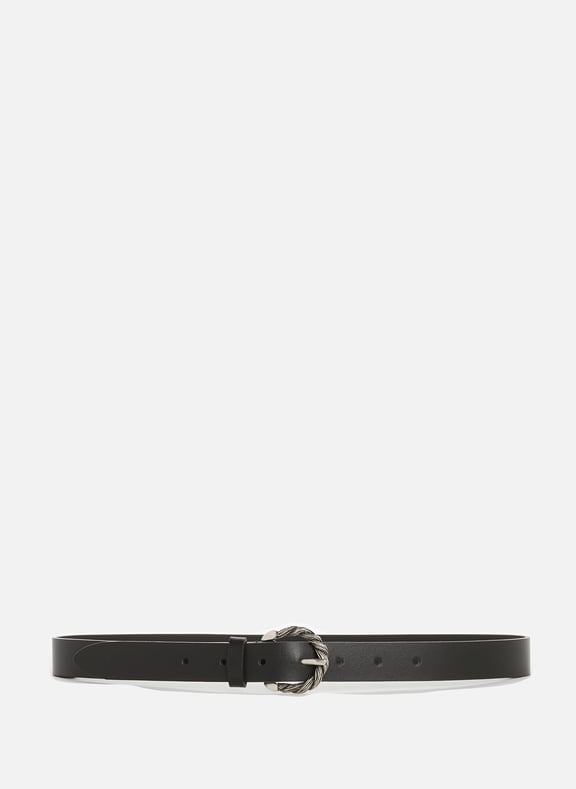 Twisted buckle leather belt Black by SAISON 1865 SAISON 1865 Twisted buckle leather belt Black