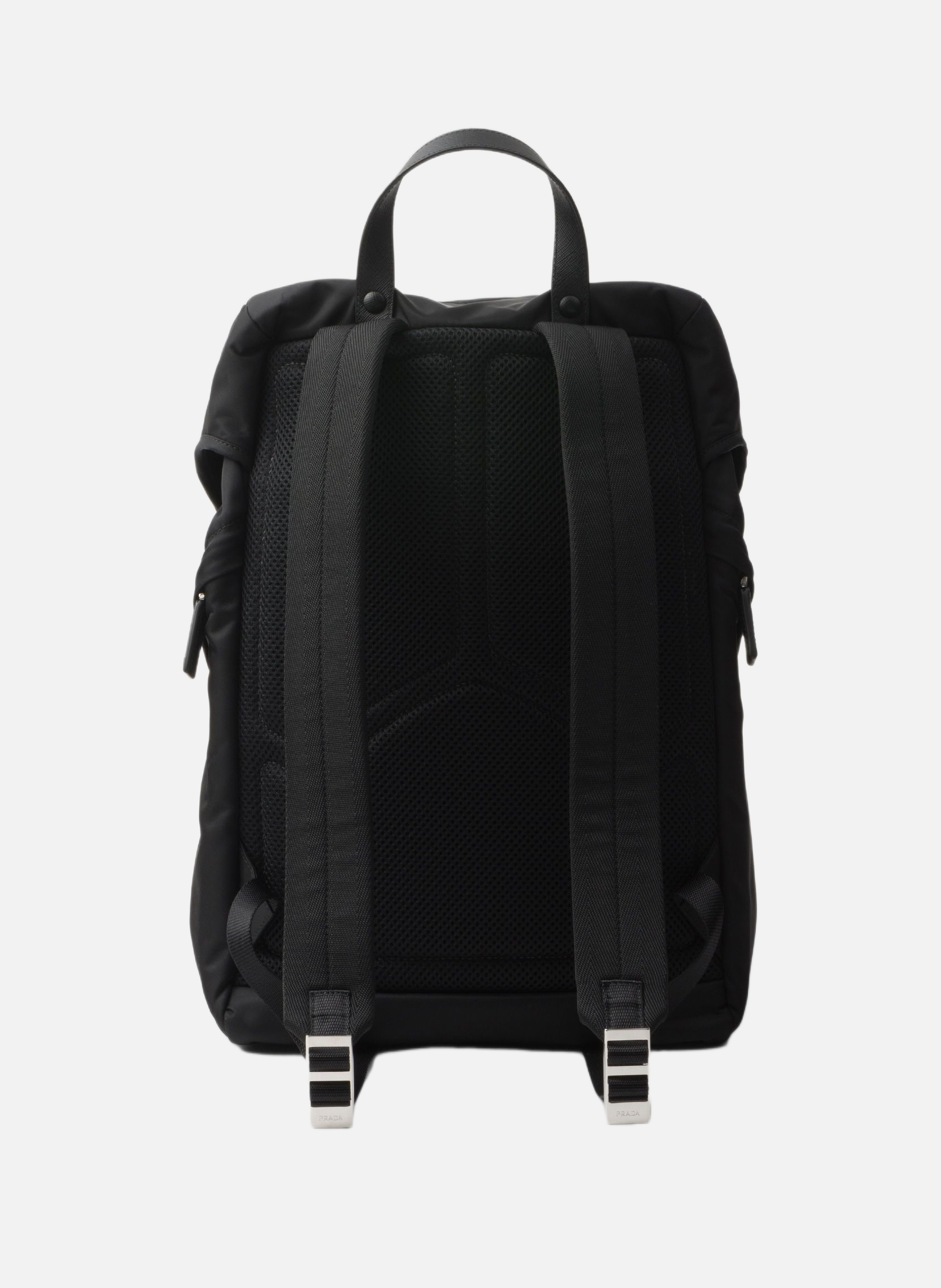 Sac à dos en re-nylon et cuir saffiano PRADA Noir