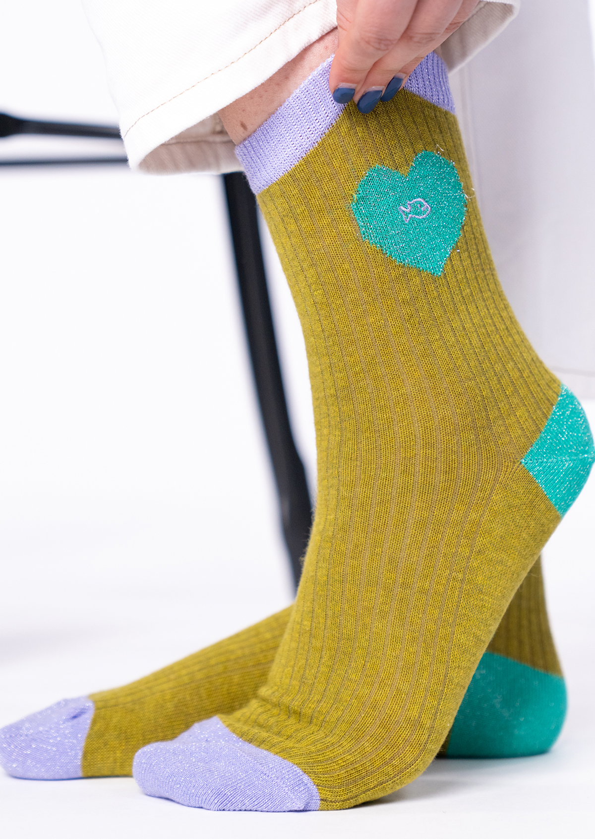 Chaussettes en coton peigné coeur BILLYBELT Kaki