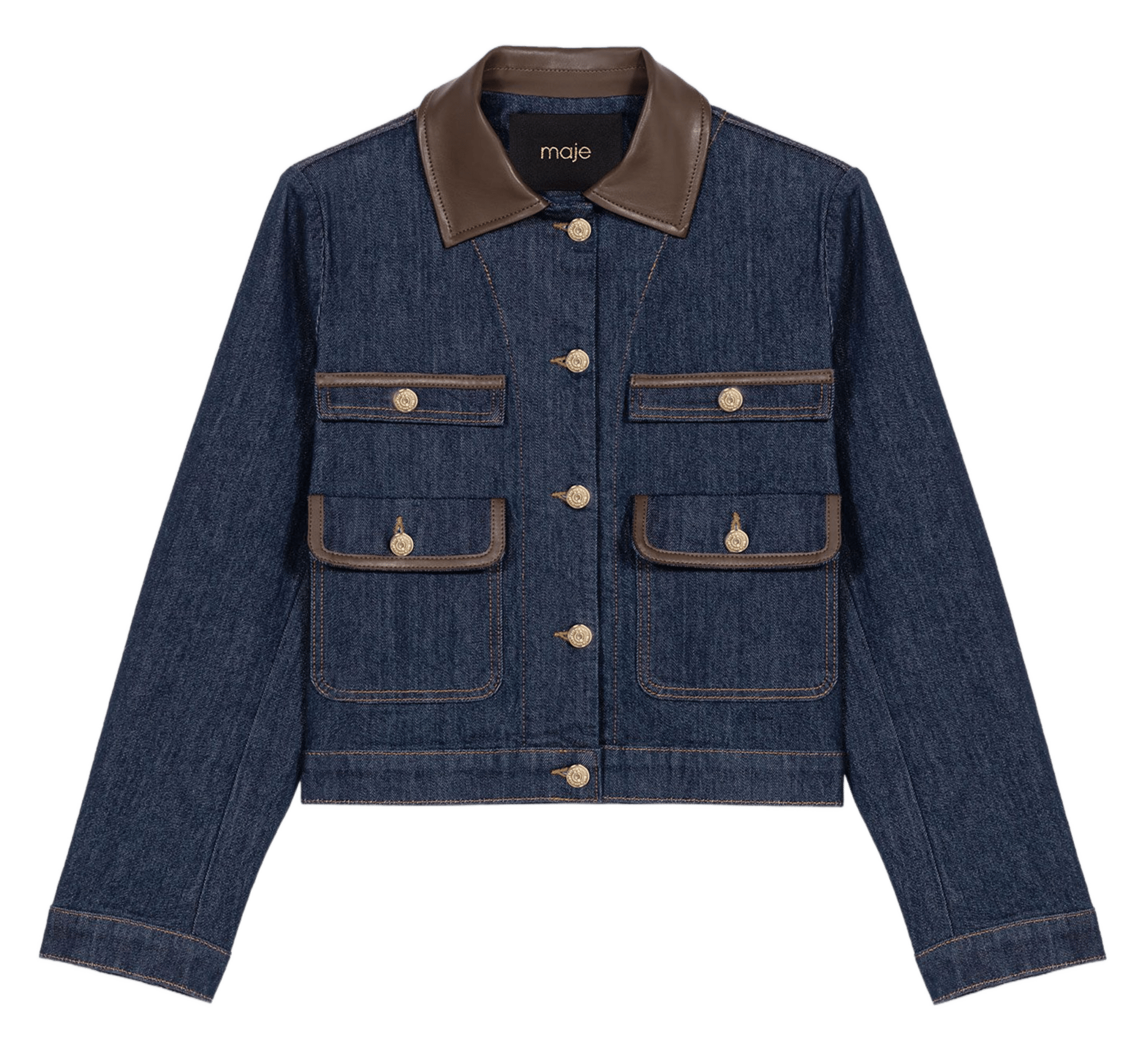 Veste en jean col classique MAJE Bleu