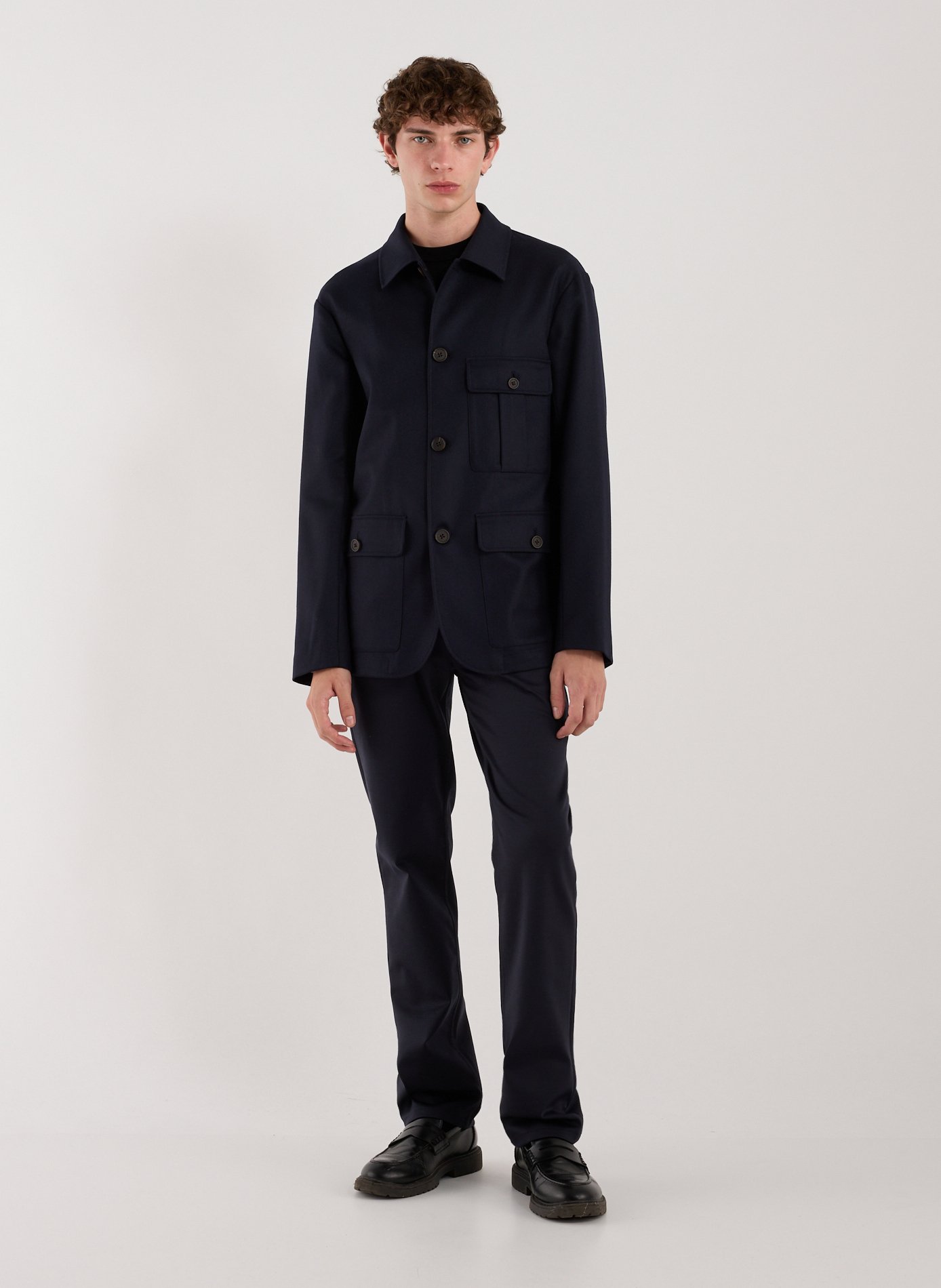 Jacket with classic collar in wool blend EMPORIO ARMANI Blue