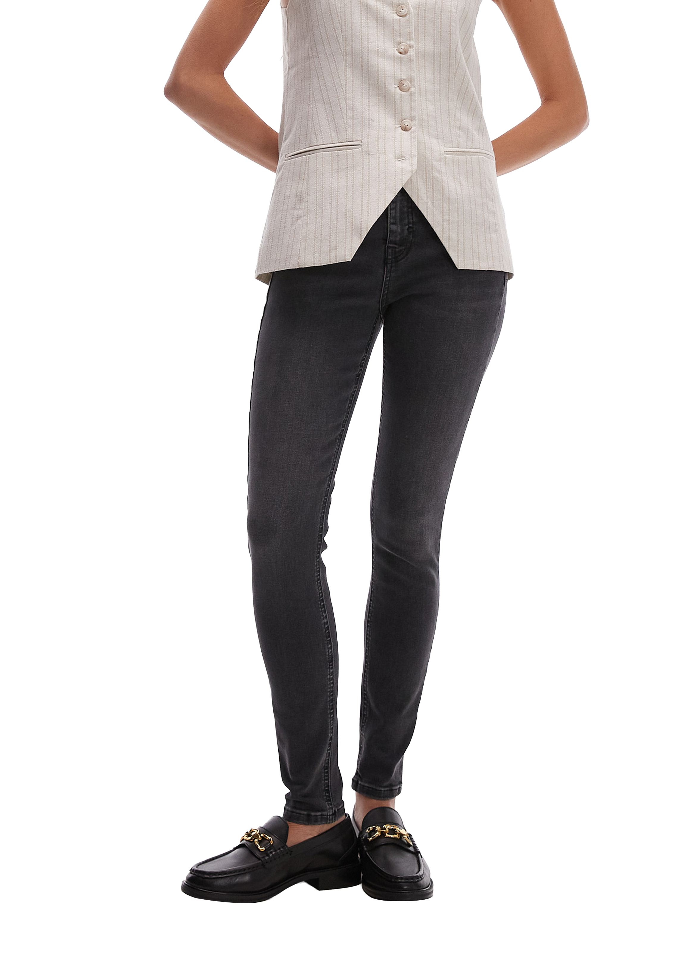 TOPSHOP Jean slim en coton mélangé Bleu