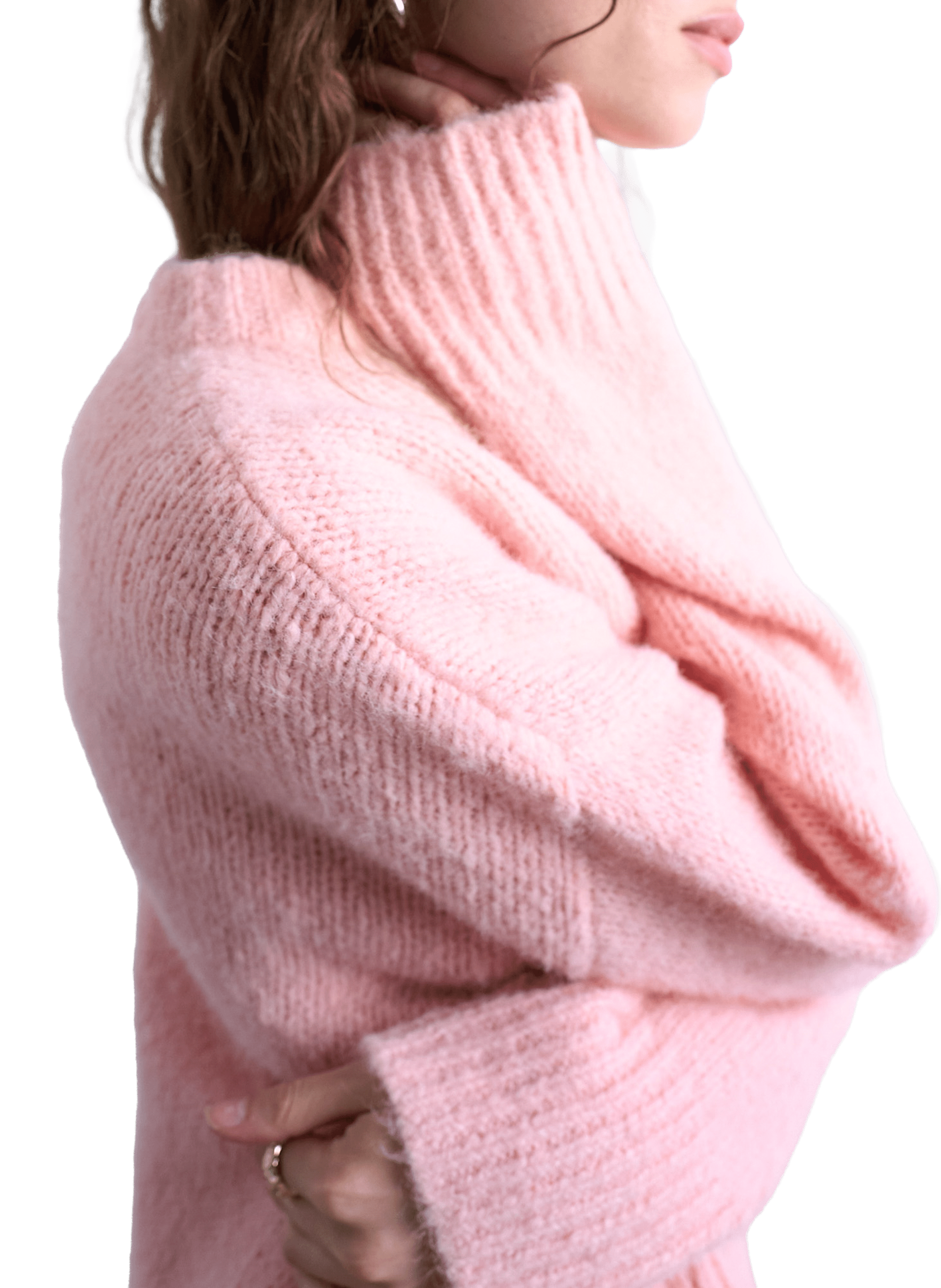 Pull col rond en maille TOPSHOP Rose