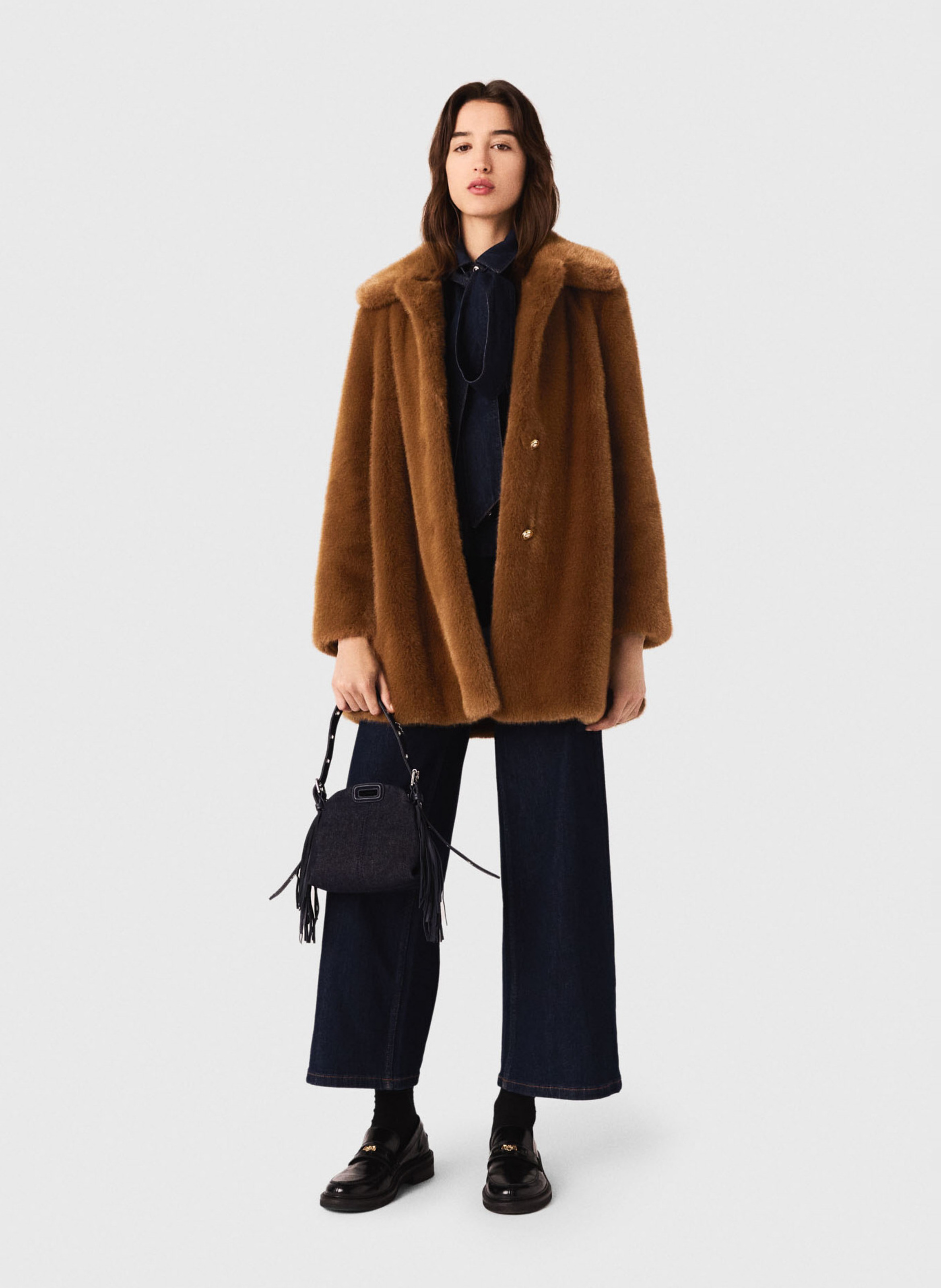 Manteau en fourrure synthétique MAJE Marron