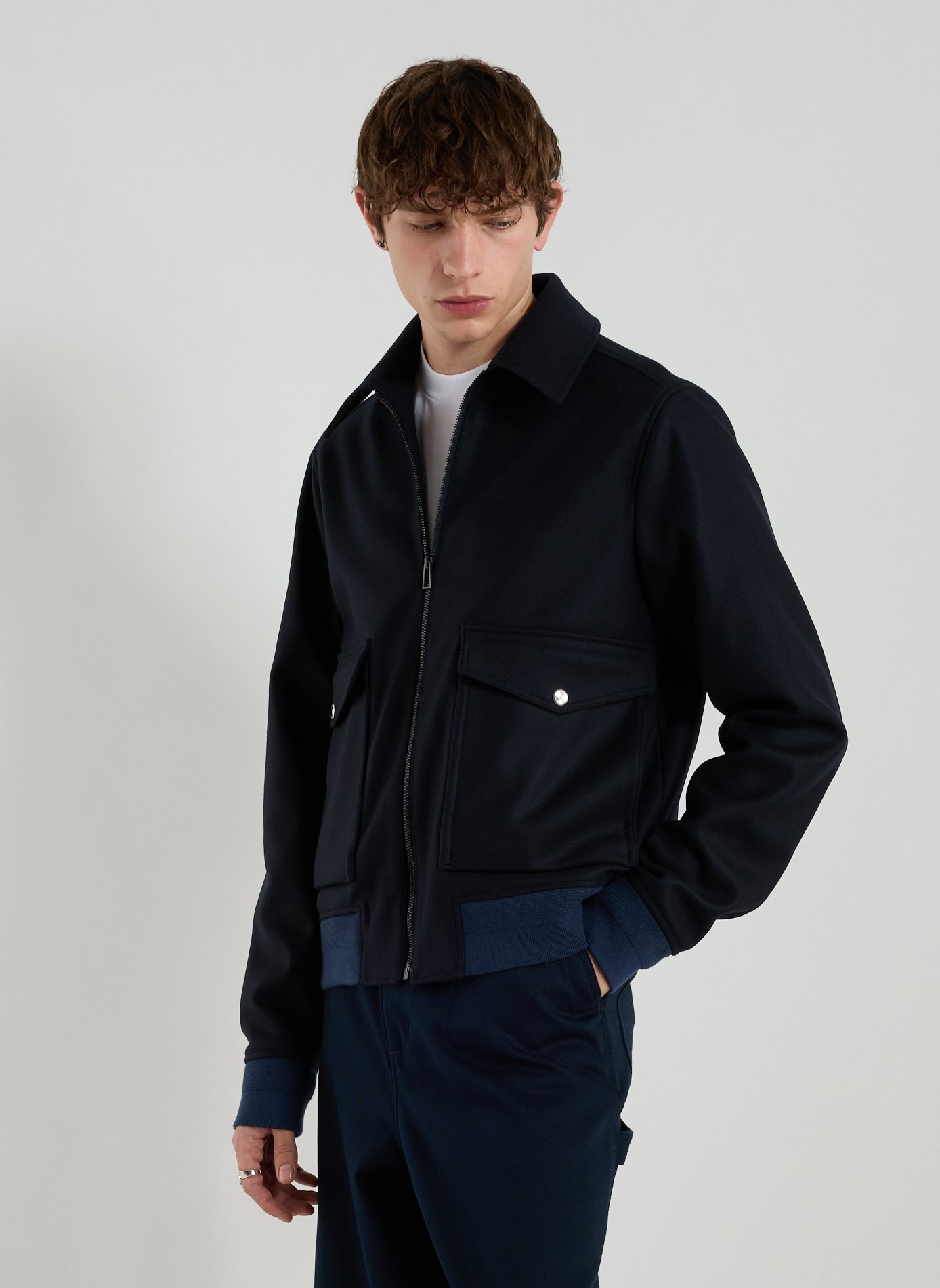 PAUL SMITH Short pea coat in blended wool Blue