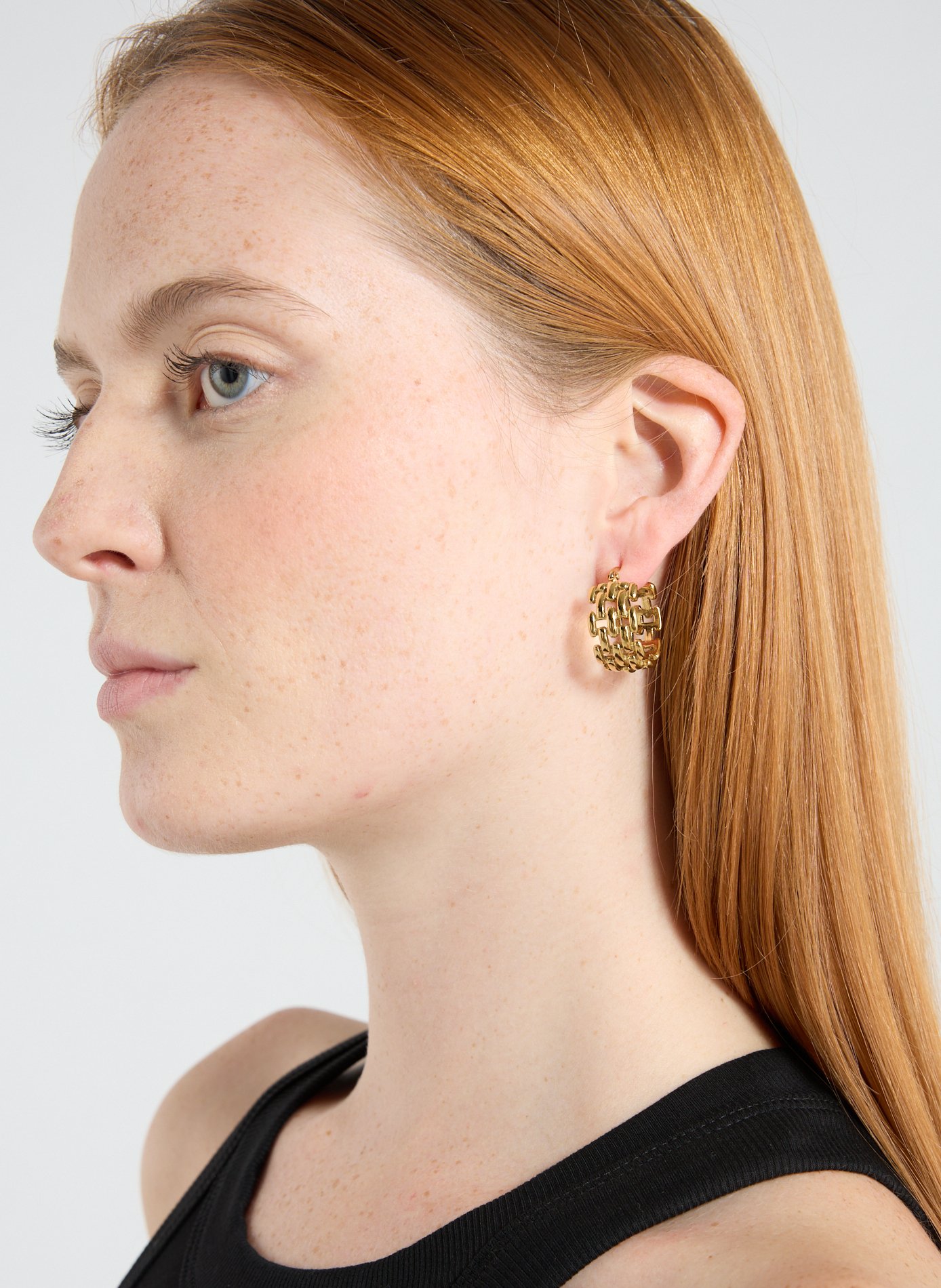 Boucles d'oreille créoles mailles AU PRINTEMPS PARIS Doré