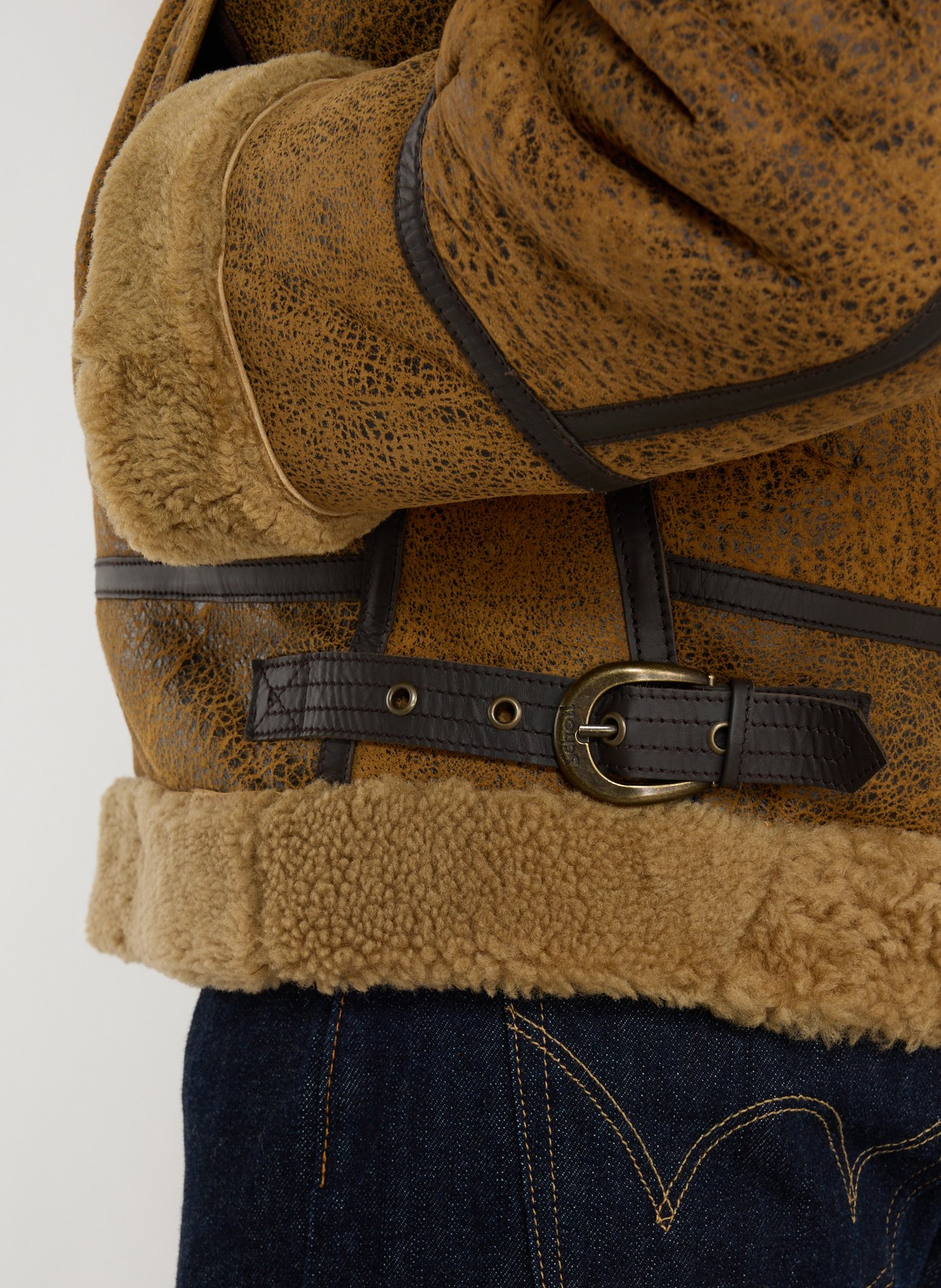 Blouson bombardier en cuir de mouton SCHOTT Jaune