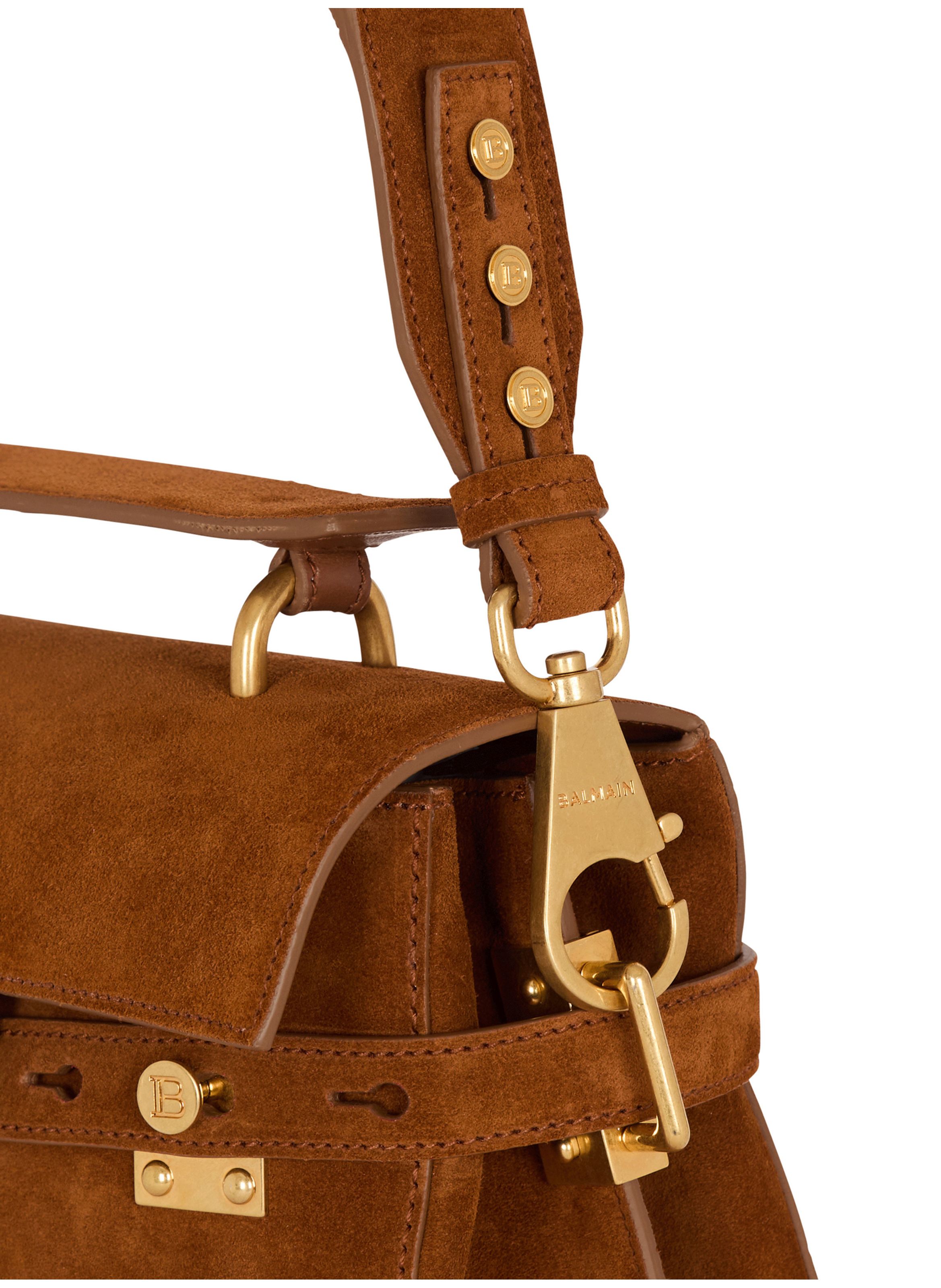 Sac b-buzz 23 en daim BALMAIN Marron