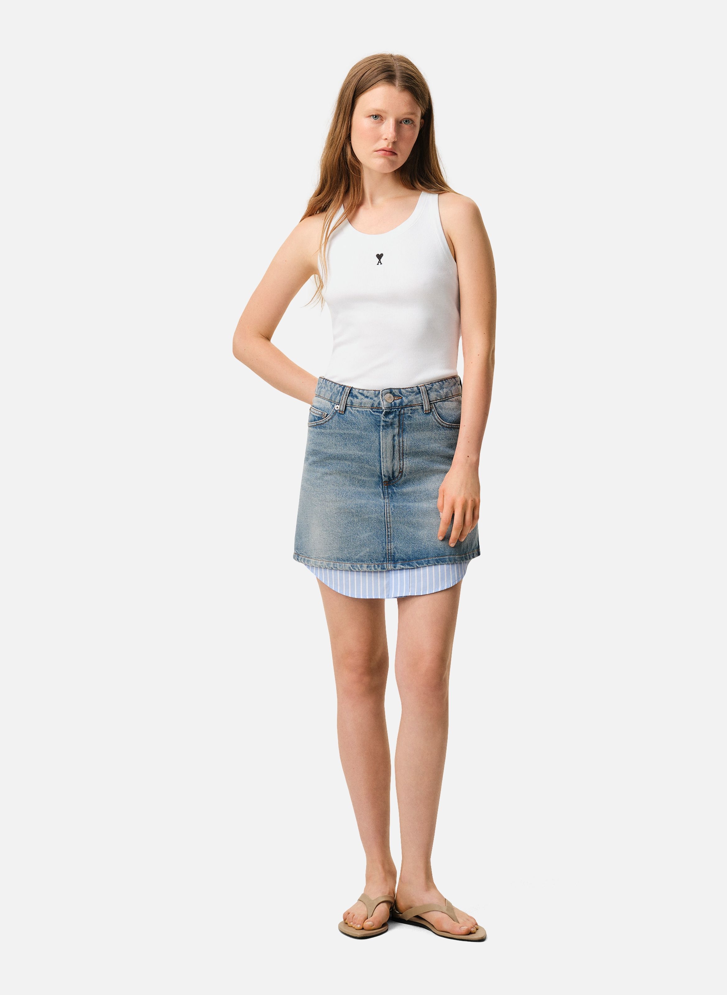 Debardeur ami de coeur en coton AMI PARIS Blanc